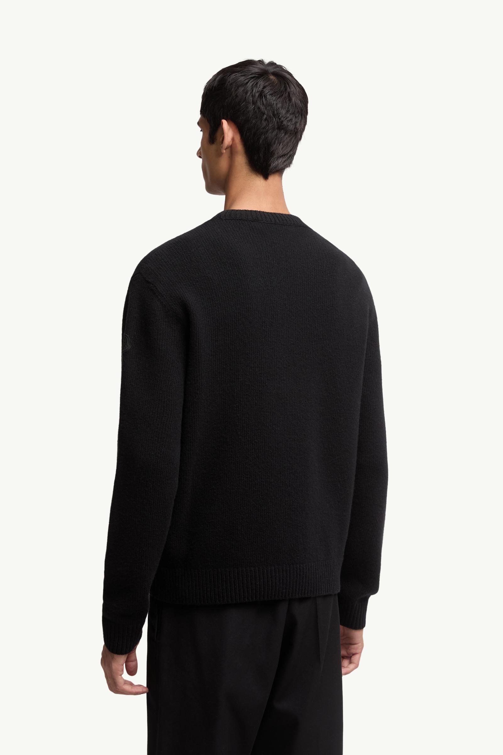 Moncler Embroidered Logo Wool Sweater Black Black