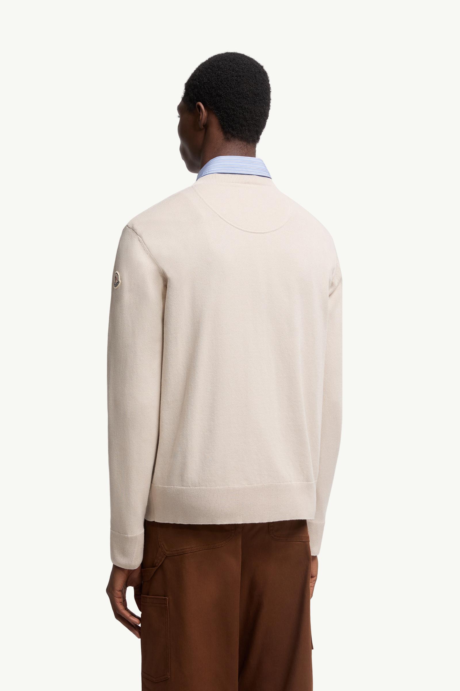 Moncler Embroidered Monogram Cotton Sweater Light Beige Light Beige