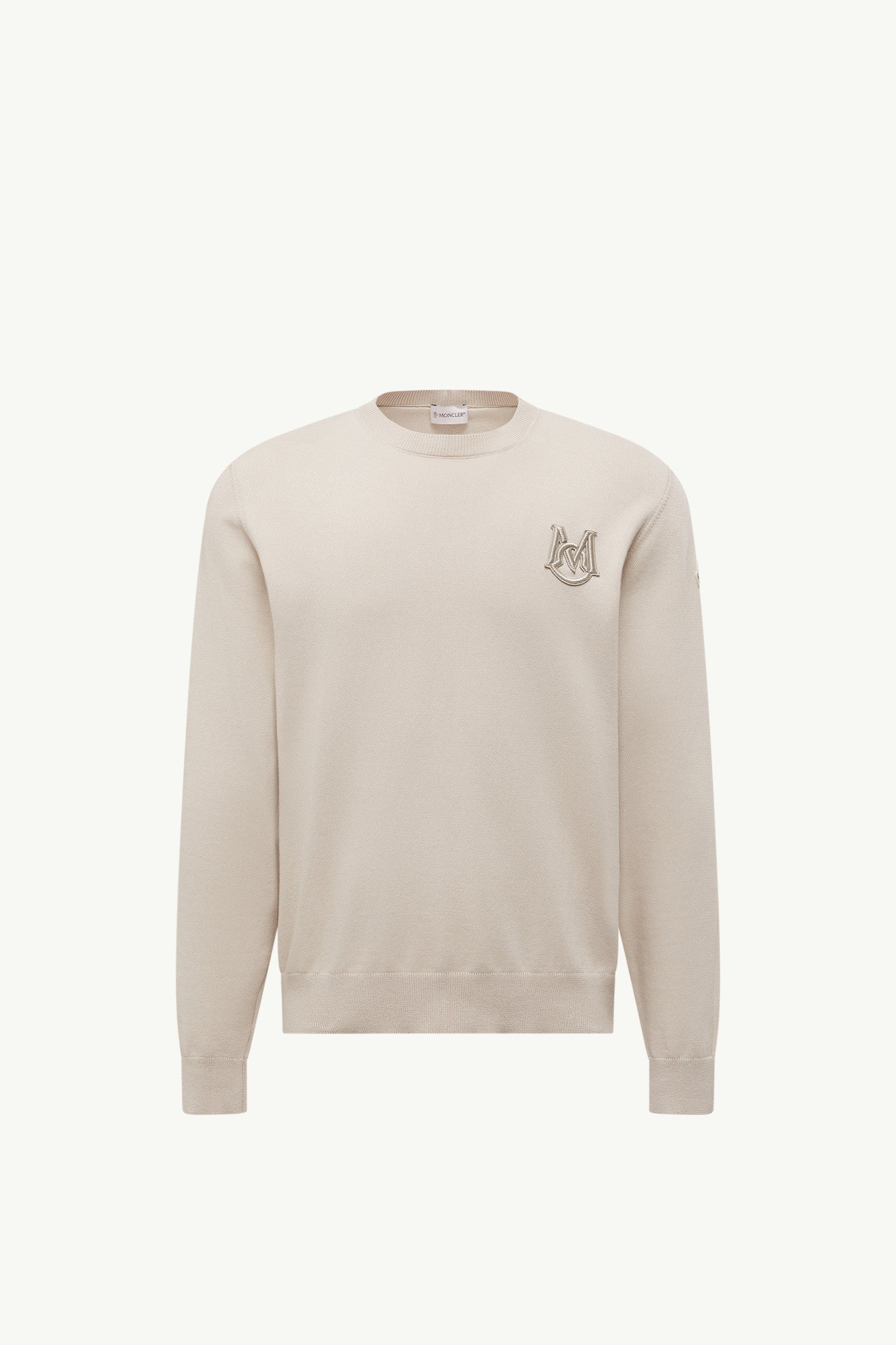 Moncler Embroidered Monogram Cotton Sweater Light Beige Light Beige