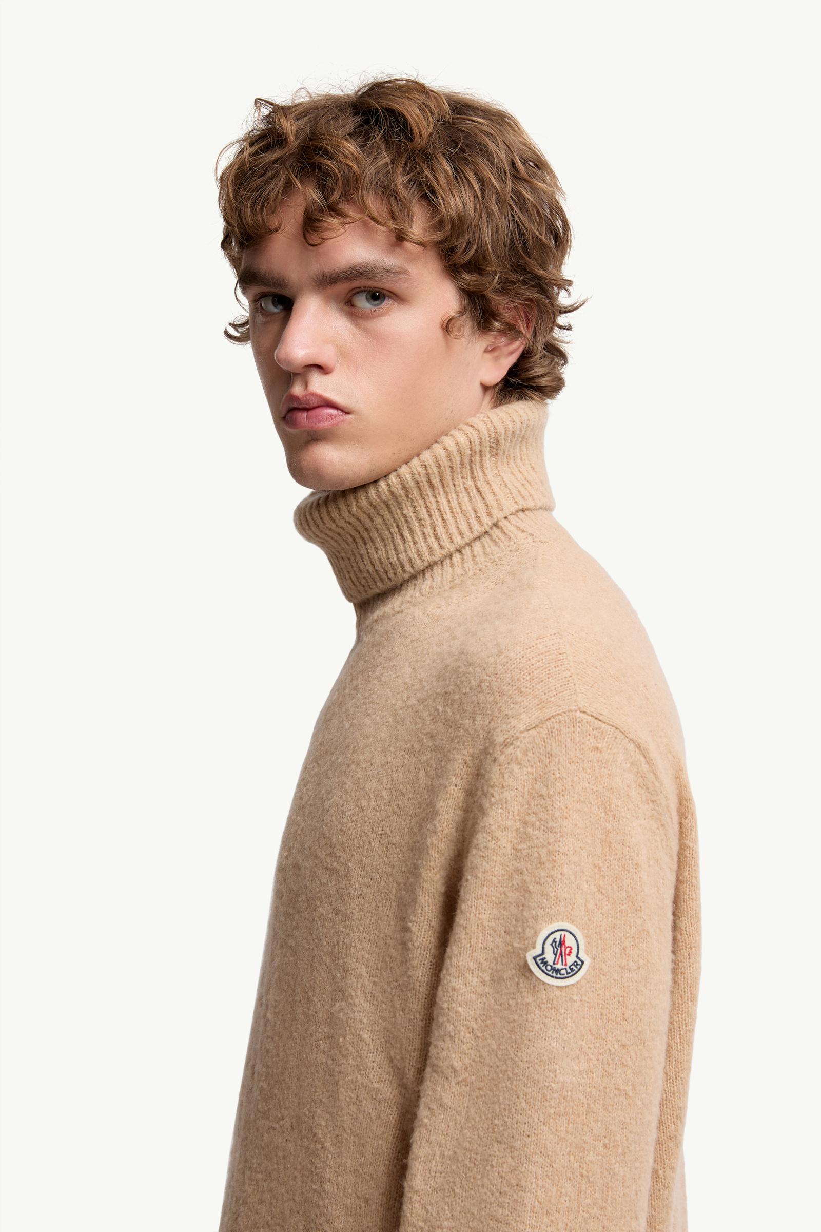 Moncler Wool Blend Turtleneck Sweater Beige Beige