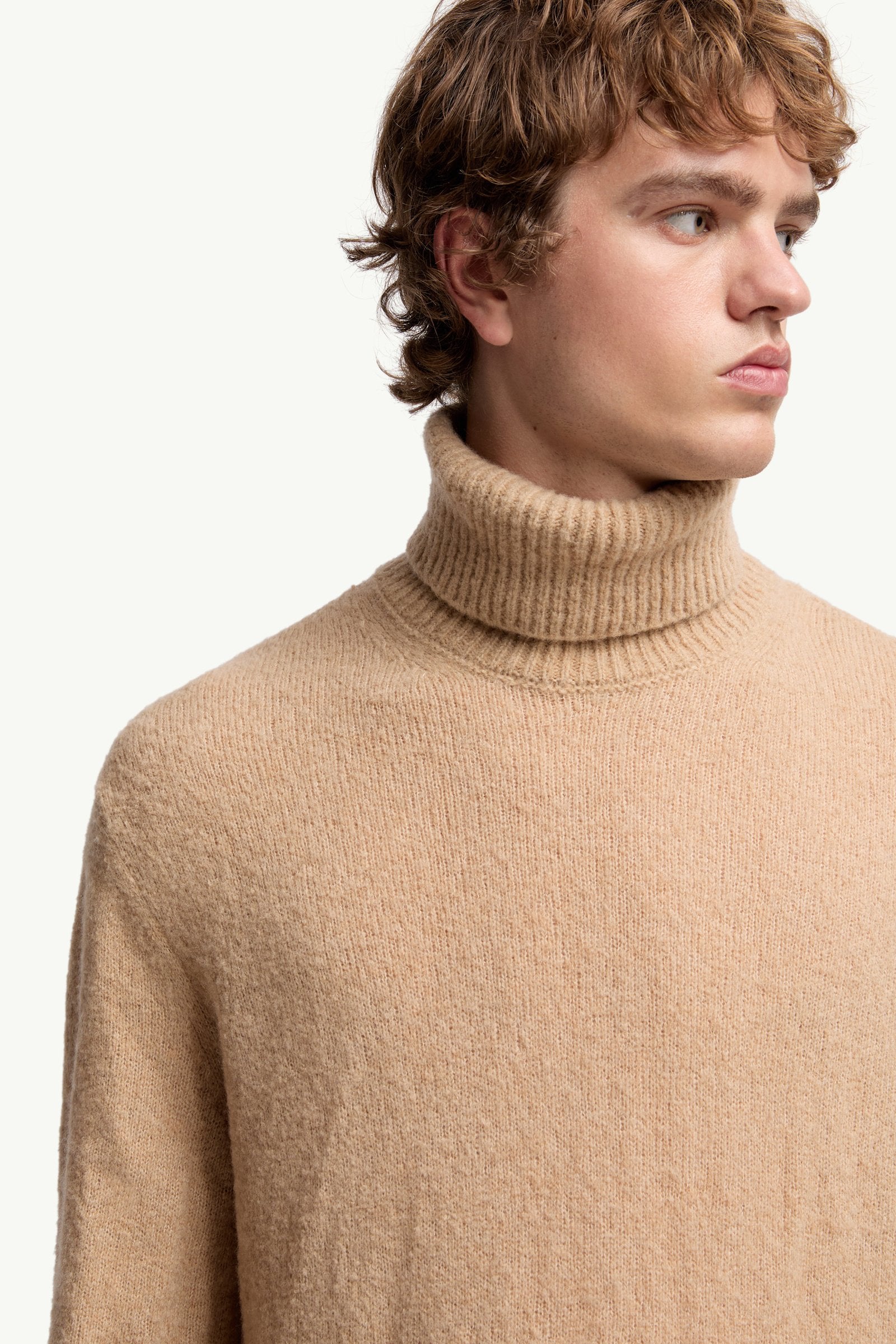 Moncler Wool Blend Turtleneck Sweater Beige Beige