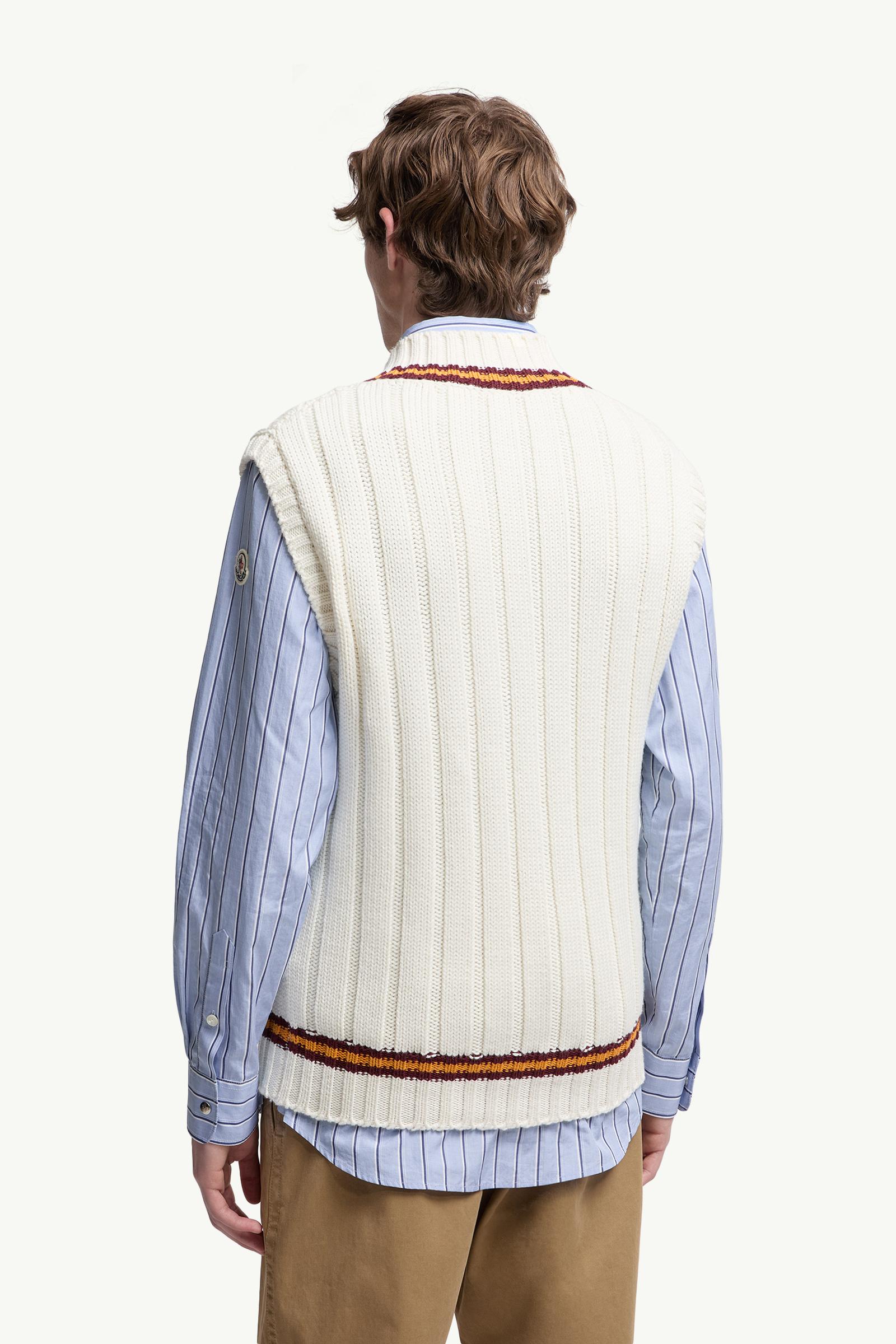 Moncler Wool & Cotton V-Neck Vest White White