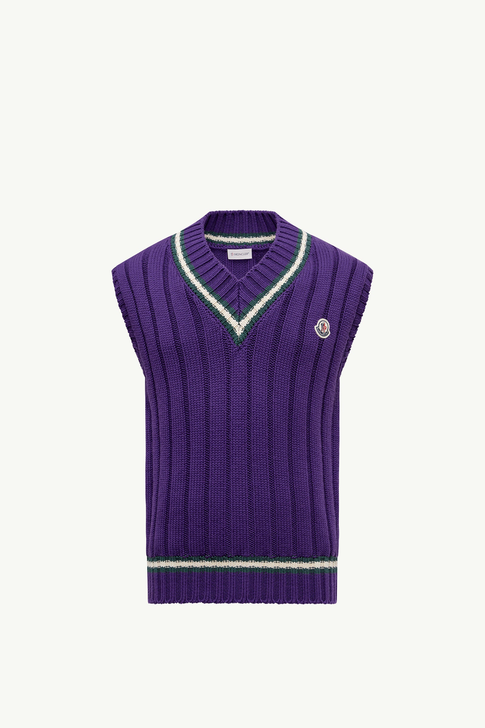 Moncler Wool & Cotton V-Neck Vest Purple Purple