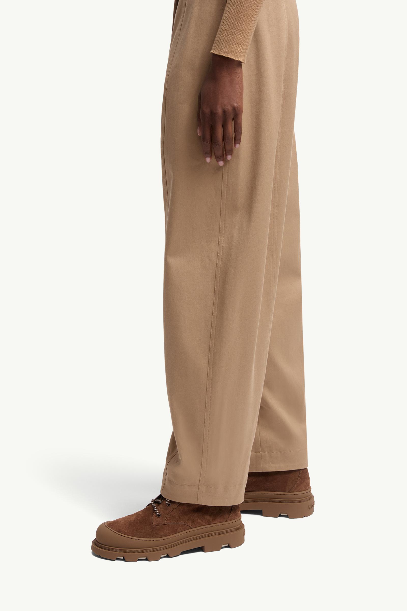 Moncler Straight Leg Cotton Gabardine Pants Beige Beige