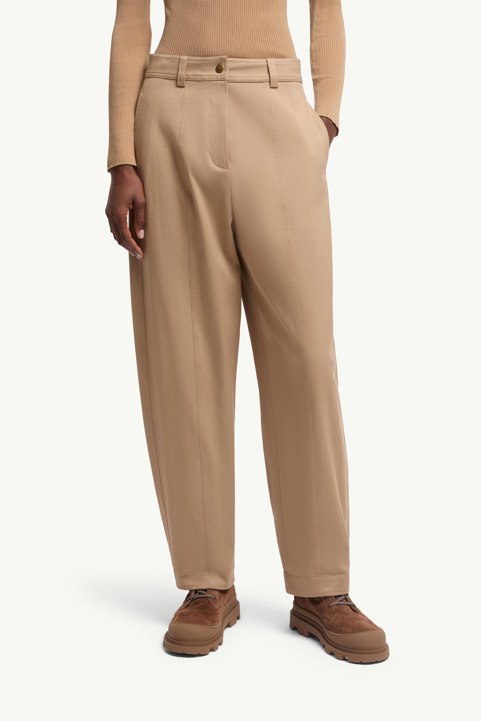 Moncler Straight Leg Cotton Gabardine Pants Beige Beige