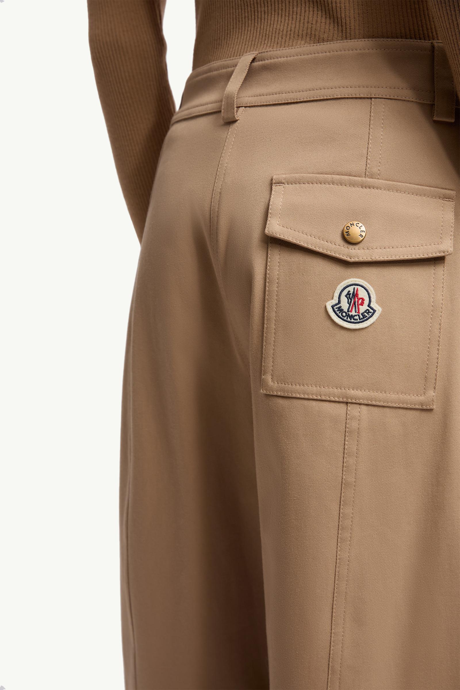 Moncler Straight Leg Cotton Gabardine Pants Beige Beige