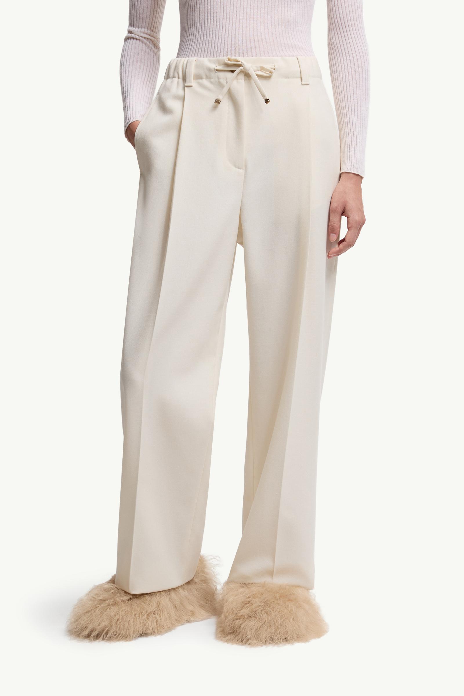Moncler Wool Gabardine Tailored Pants White White