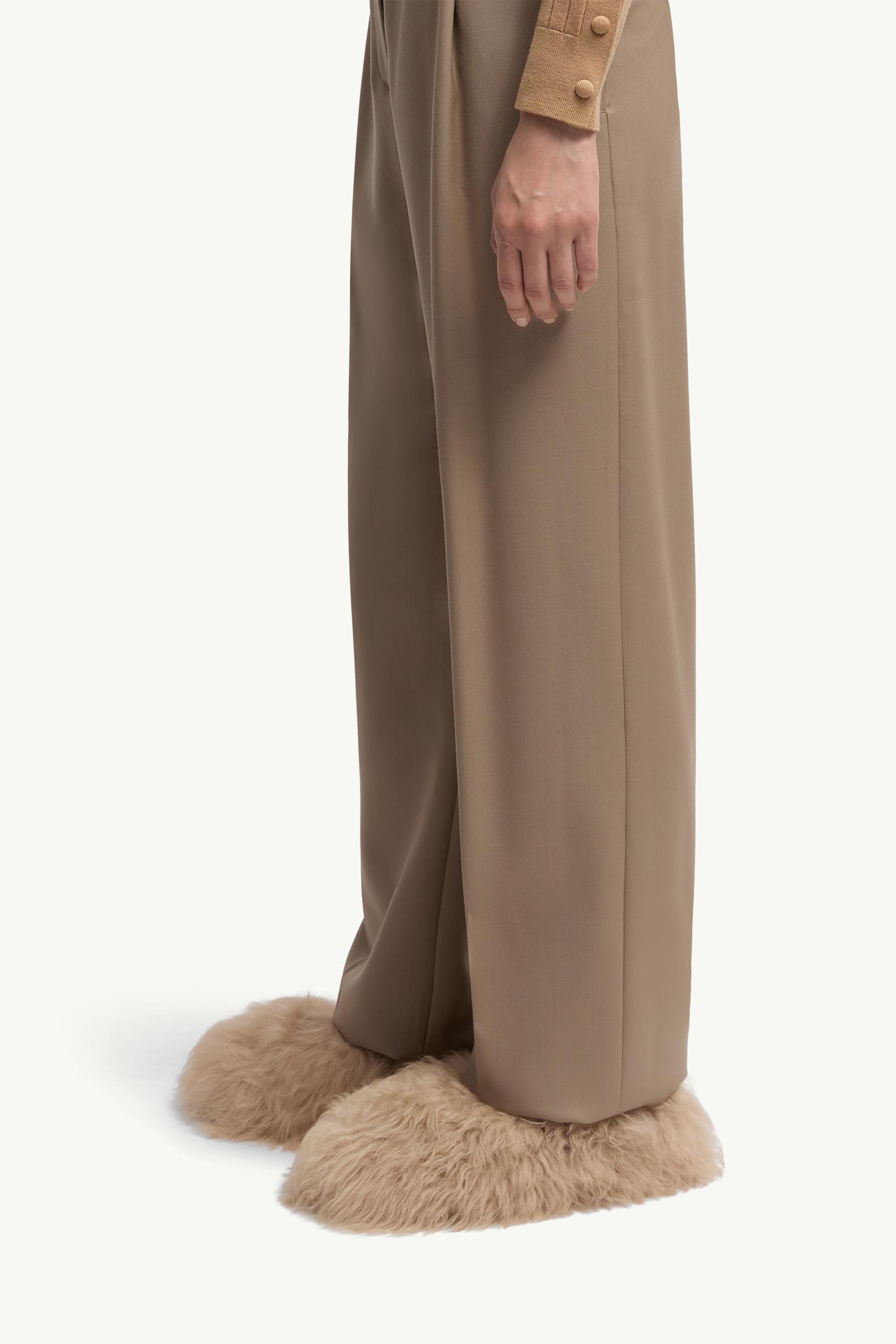 Moncler Wool Gabardine Tailored Pants Beige Beige
