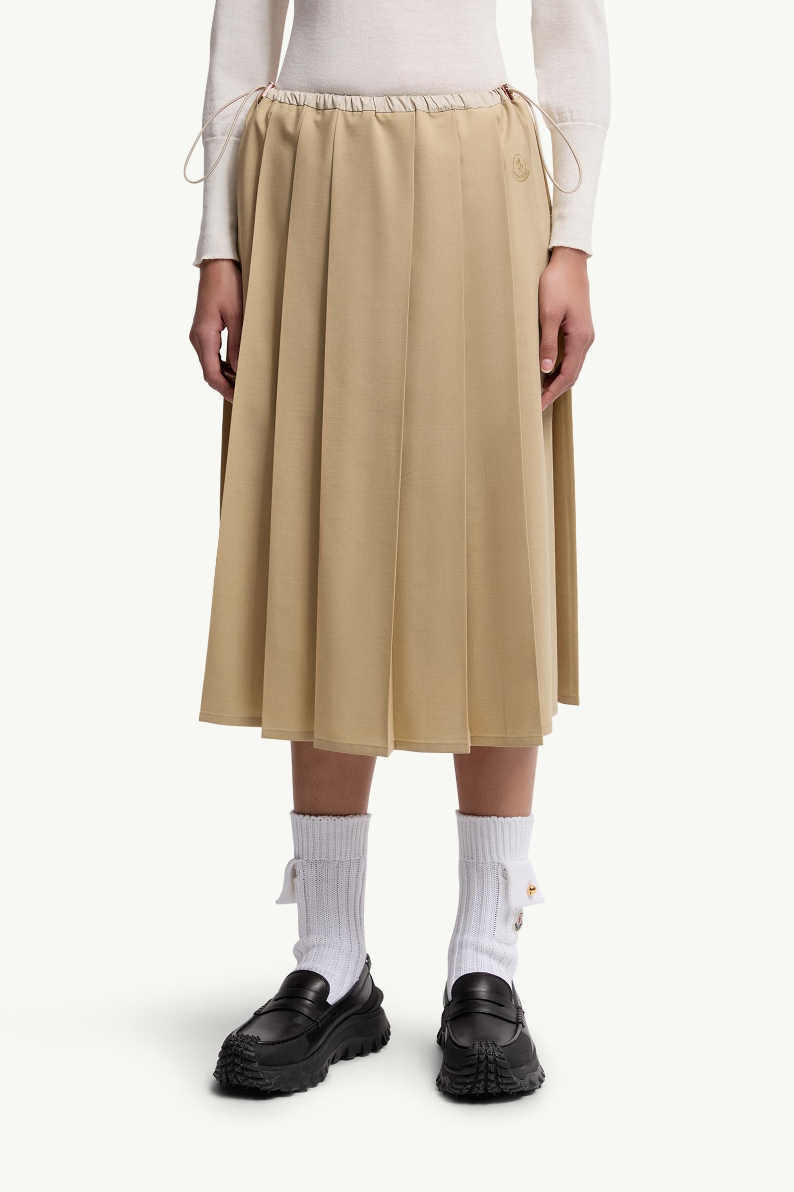 Moncler Pleated Midi Skirt Beige Beige