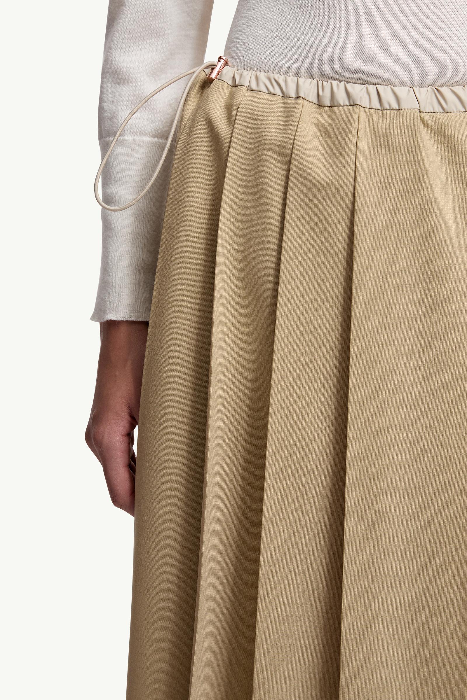Moncler Pleated Midi Skirt Beige Beige