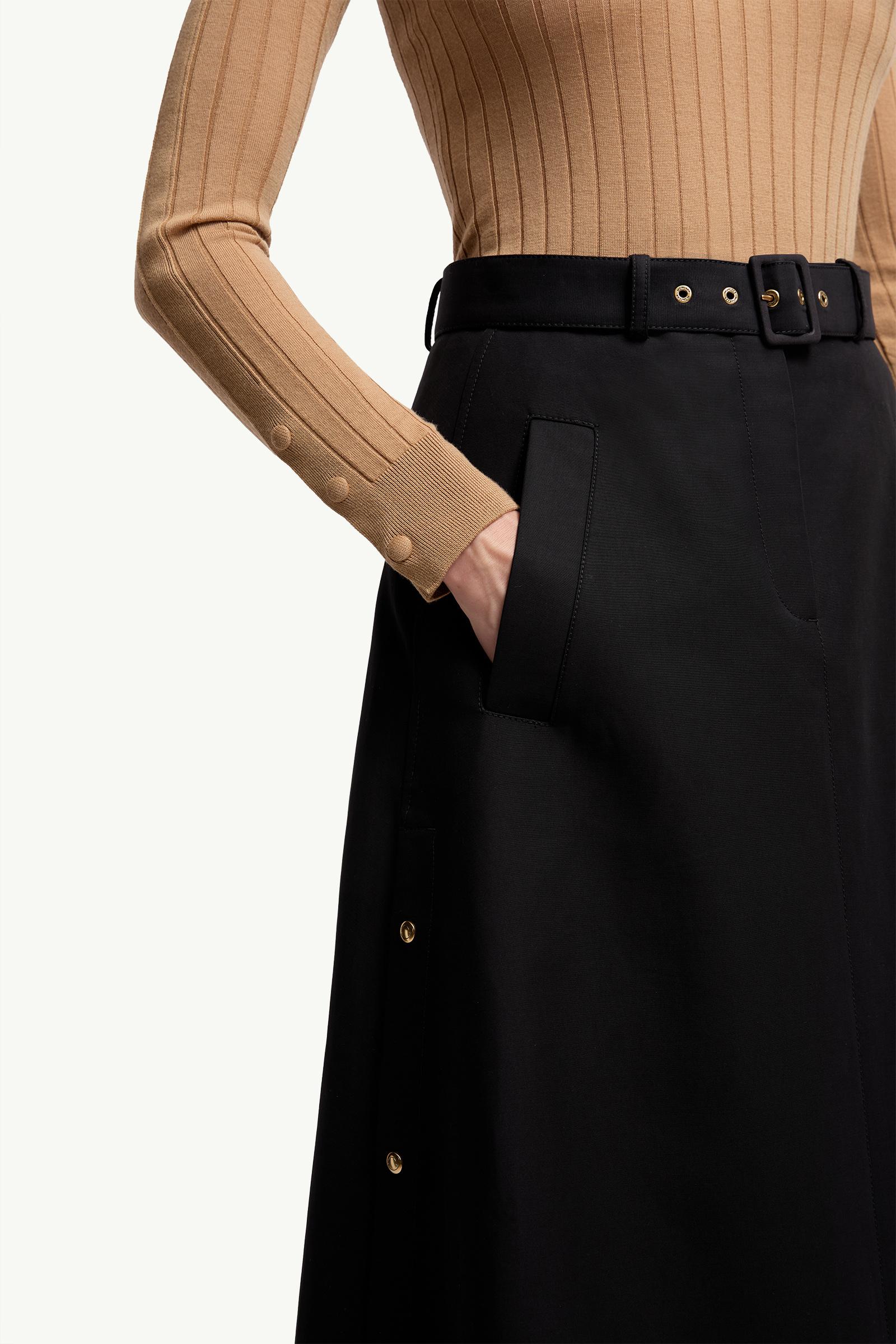 Moncler Cotton Midi Skirt Black Black