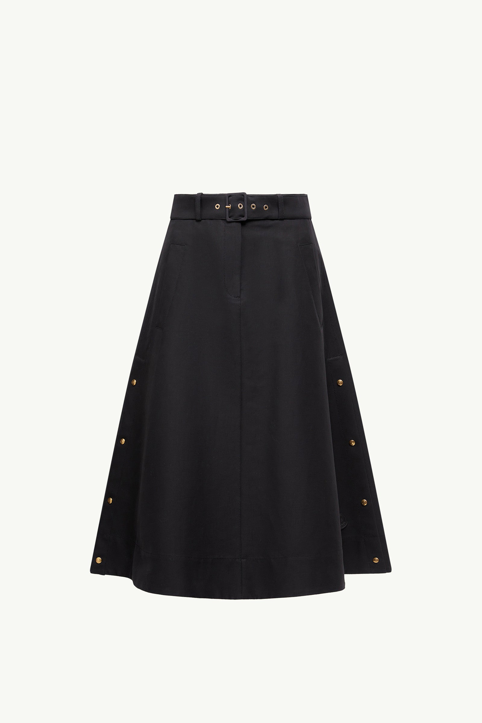 Moncler Cotton Midi Skirt Black Black