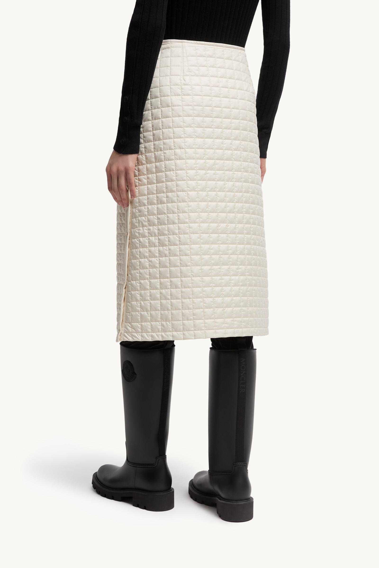 Moncler Square-Quilted Padded Midi Skirt Light Beige Light Beige