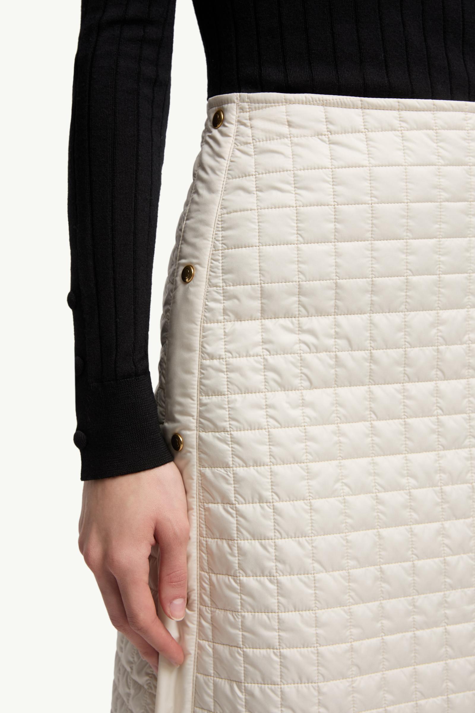 Moncler Square-Quilted Padded Midi Skirt Light Beige Light Beige