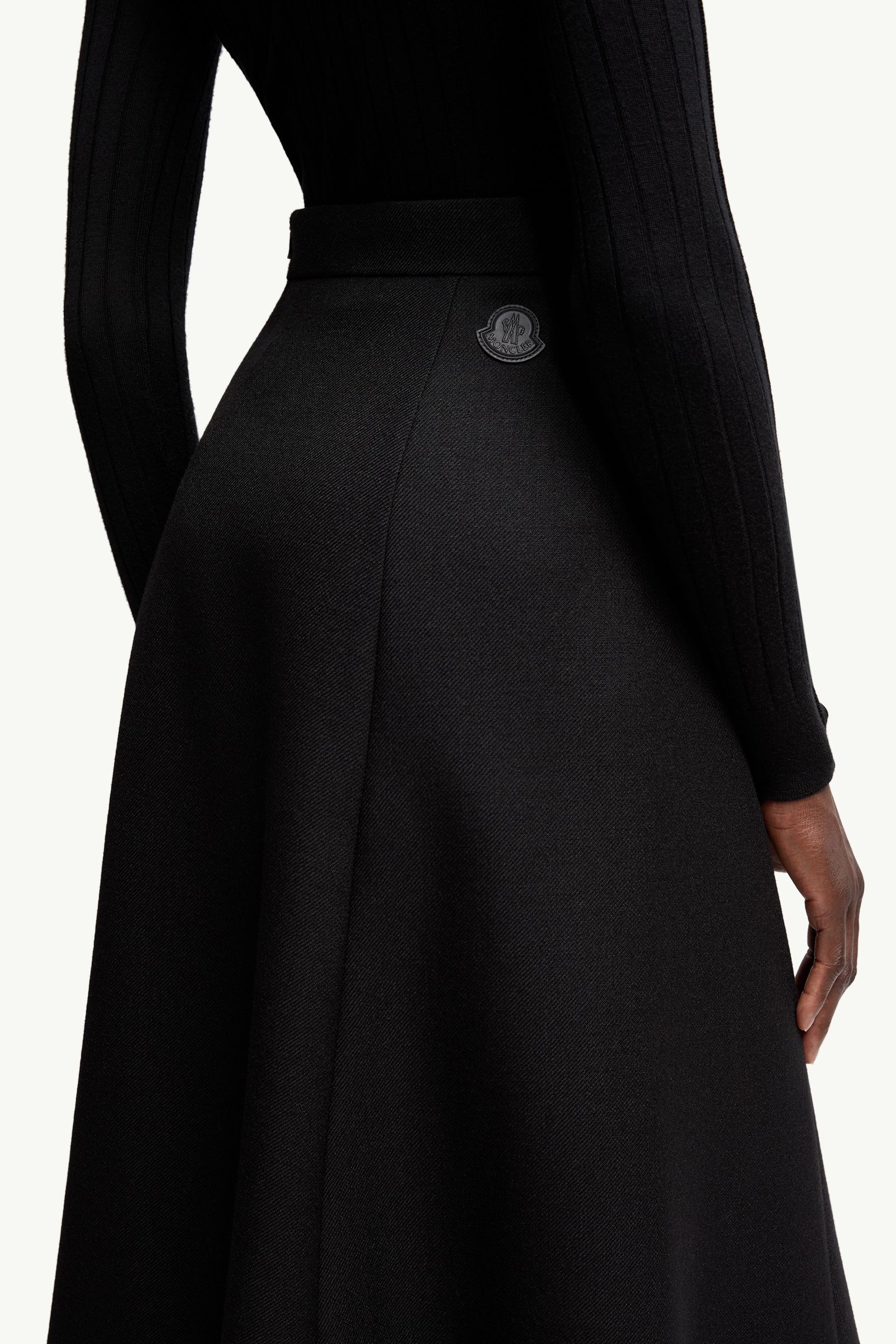 Moncler Mouliné Wool Midi Skirt Black Black