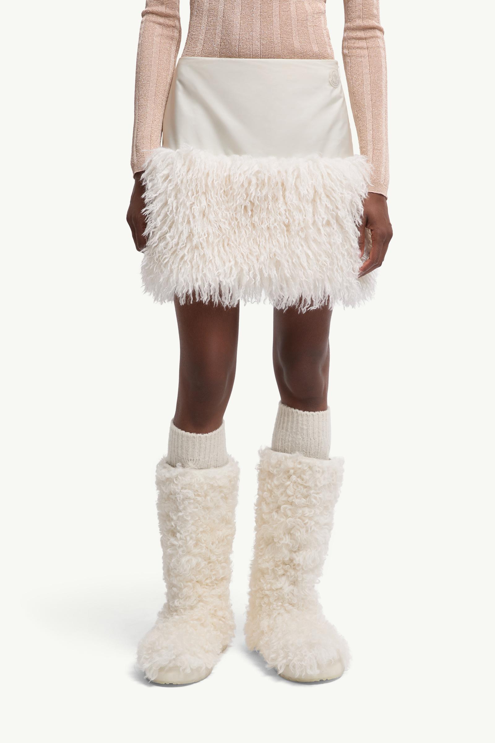 Moncler Teddy-Trimmed Mini Skirt White Ivory White Ivory