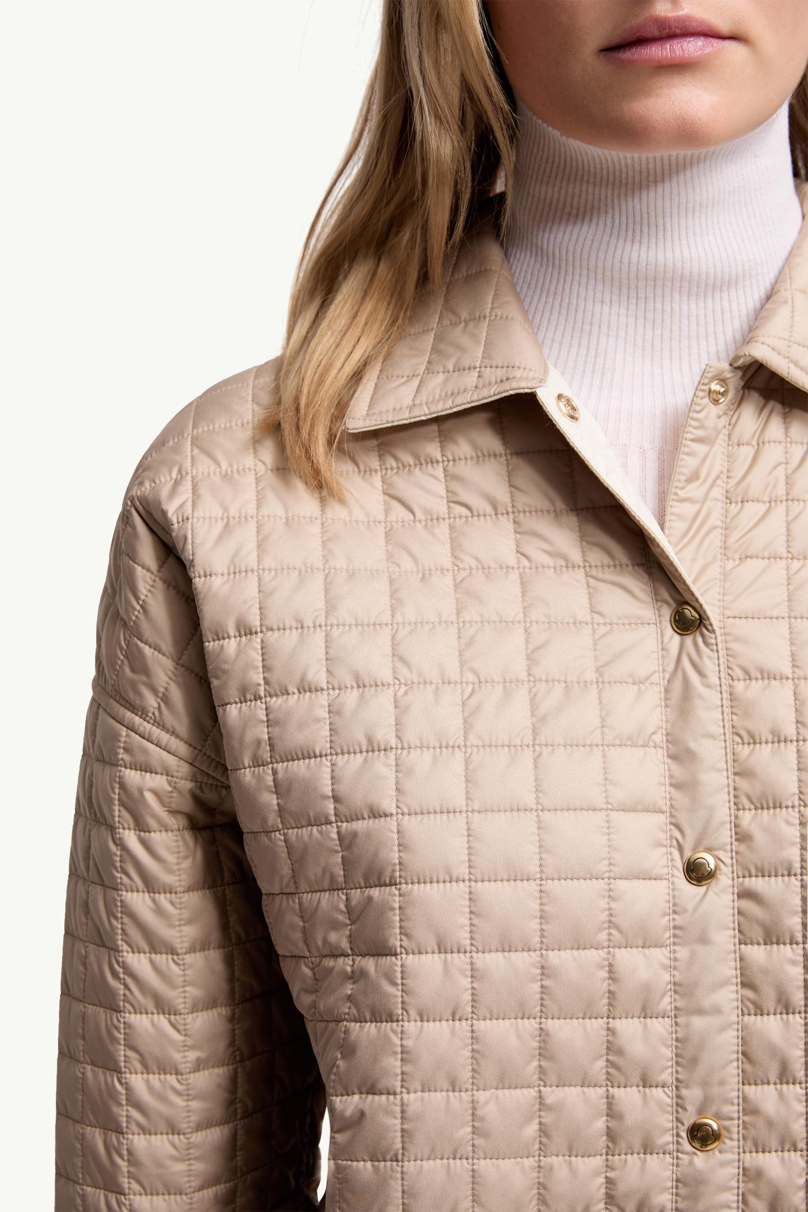 Moncler Square-Quilted Reversible Padded Shirt Beige Beige