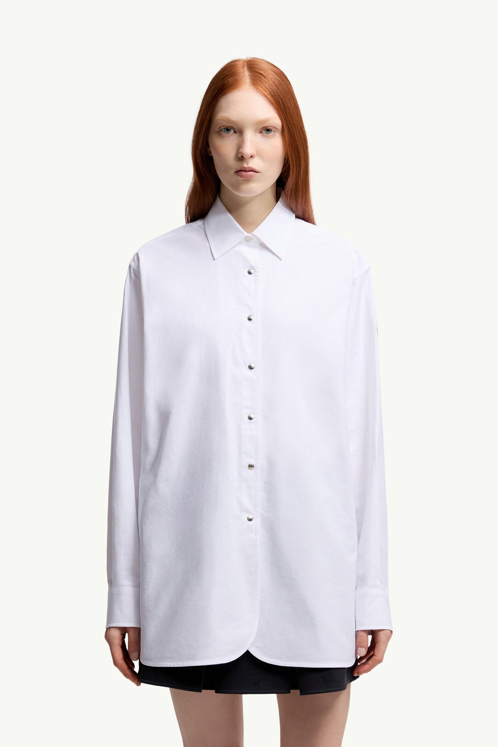 Moncler Oxford Cotton Long Sleeve Shirt White White