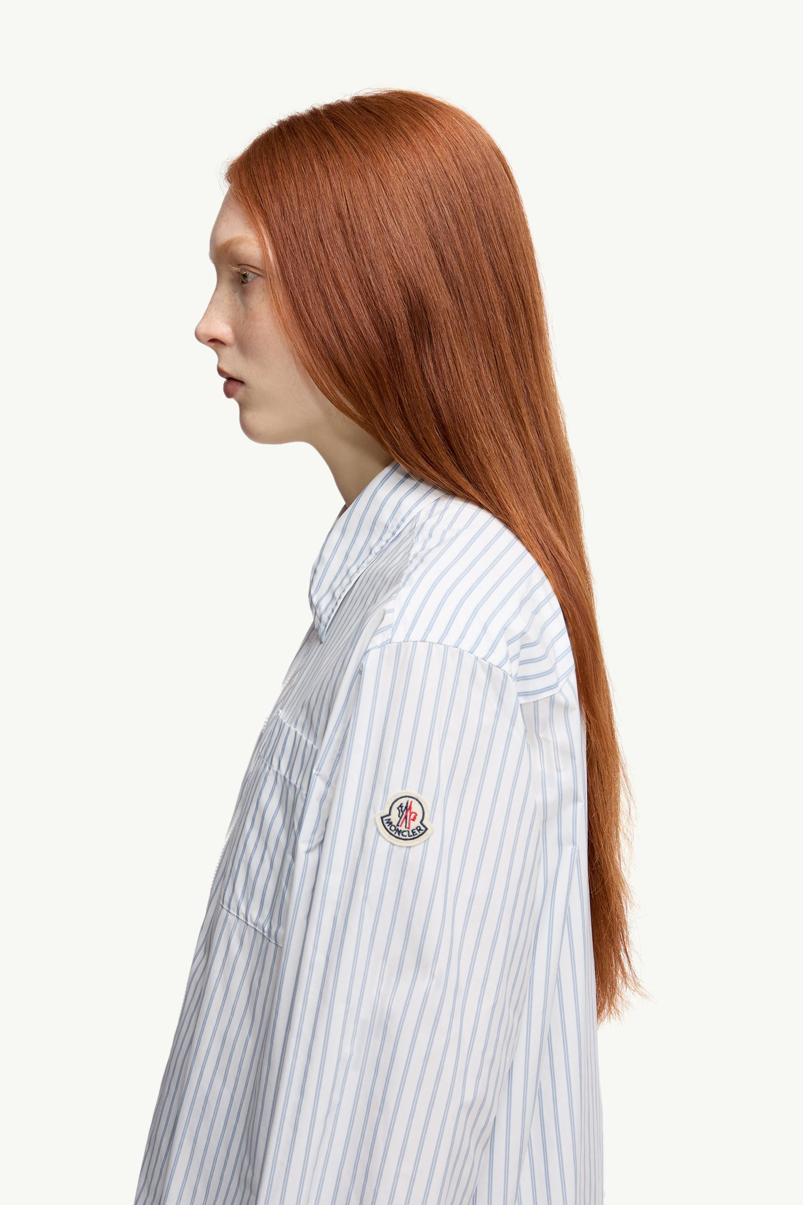 Moncler Striped Long Sleeve Shirt White & Light Blue White & Light Blue