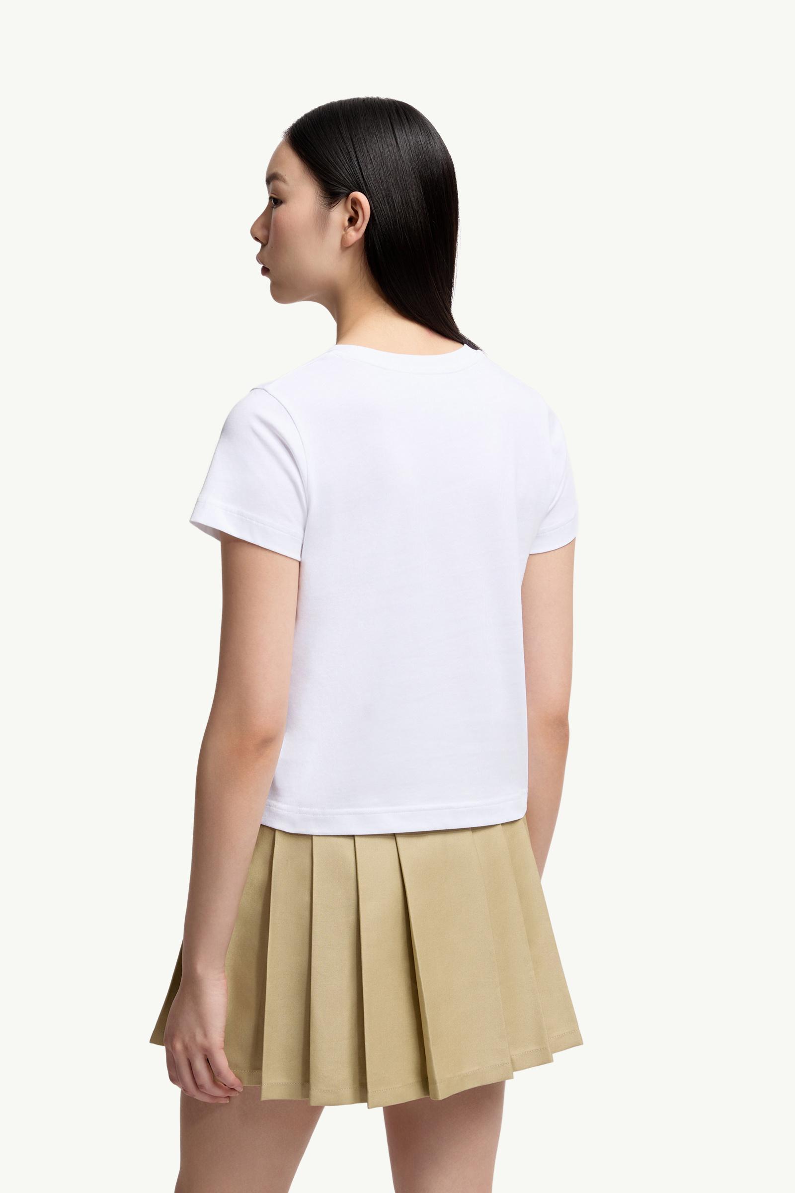 Moncler Embroidered Heart Logo Cotton T-Shirt White White