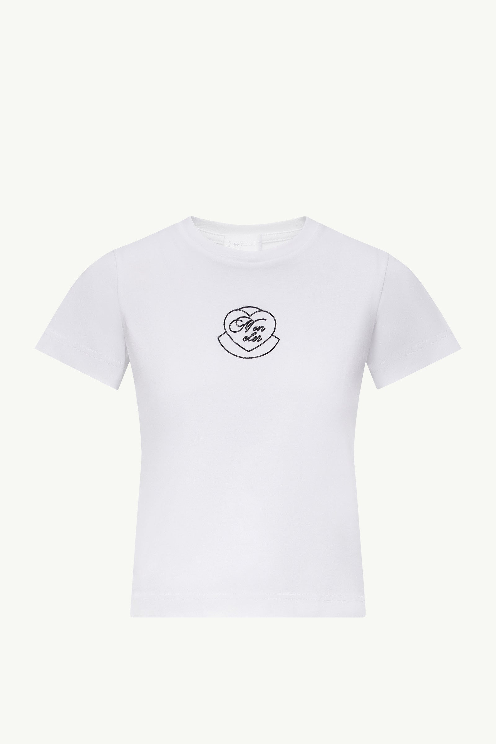 Moncler Embroidered Heart Logo Cotton T-Shirt White White