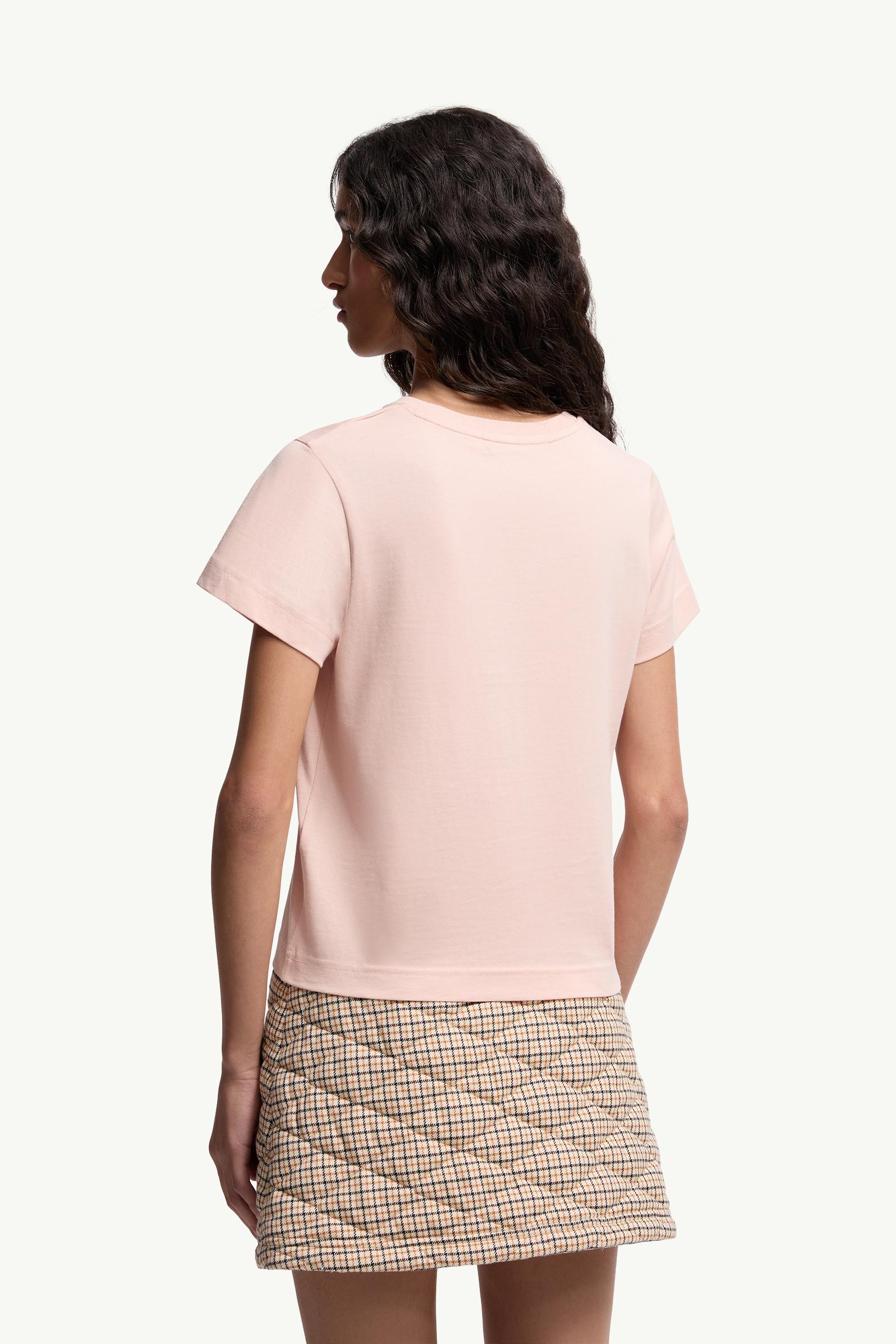 Moncler Embroidered Heart Logo Cotton T-Shirt Light Pink Light Pink