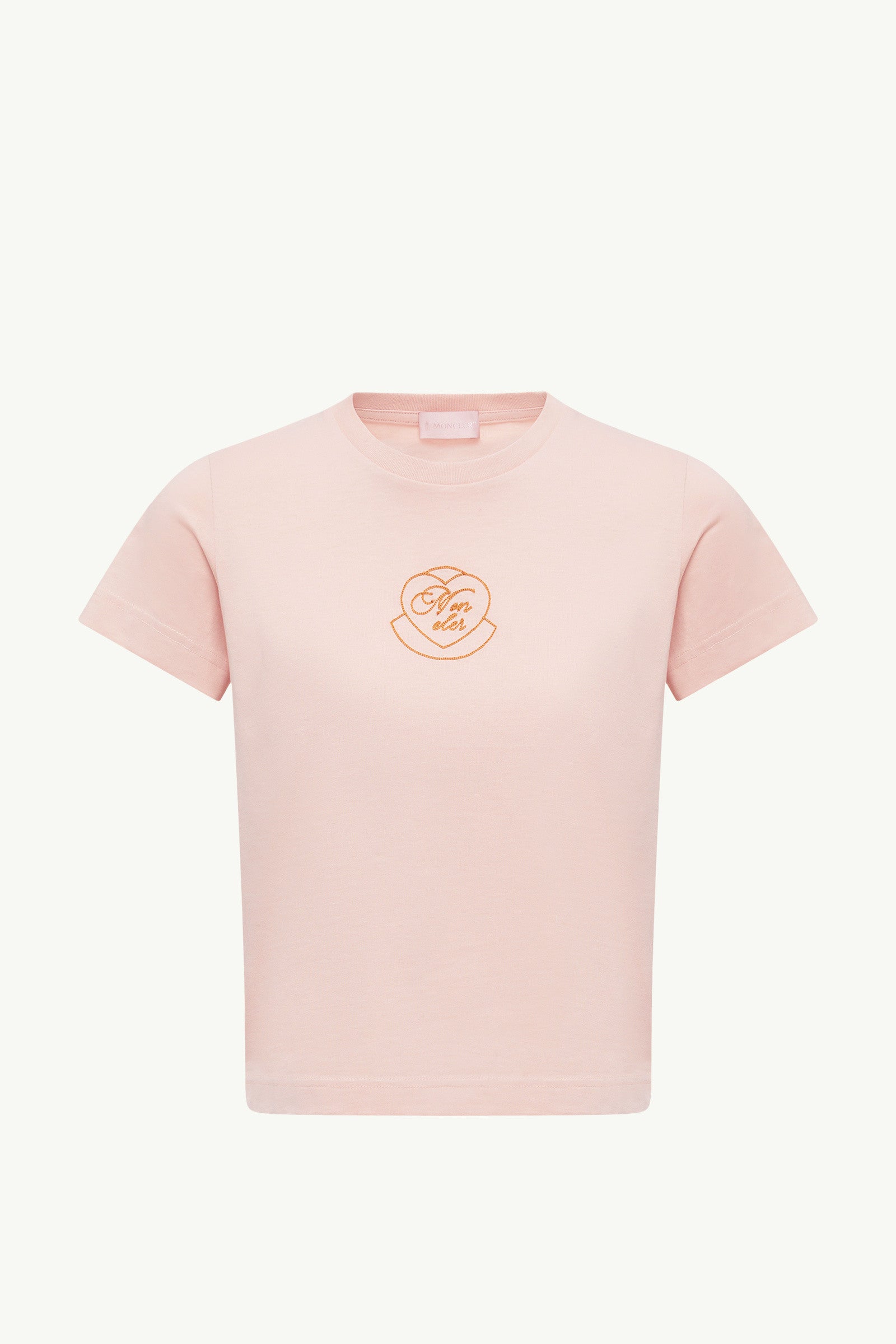 Moncler Embroidered Heart Logo Cotton T-Shirt Light Pink Light Pink