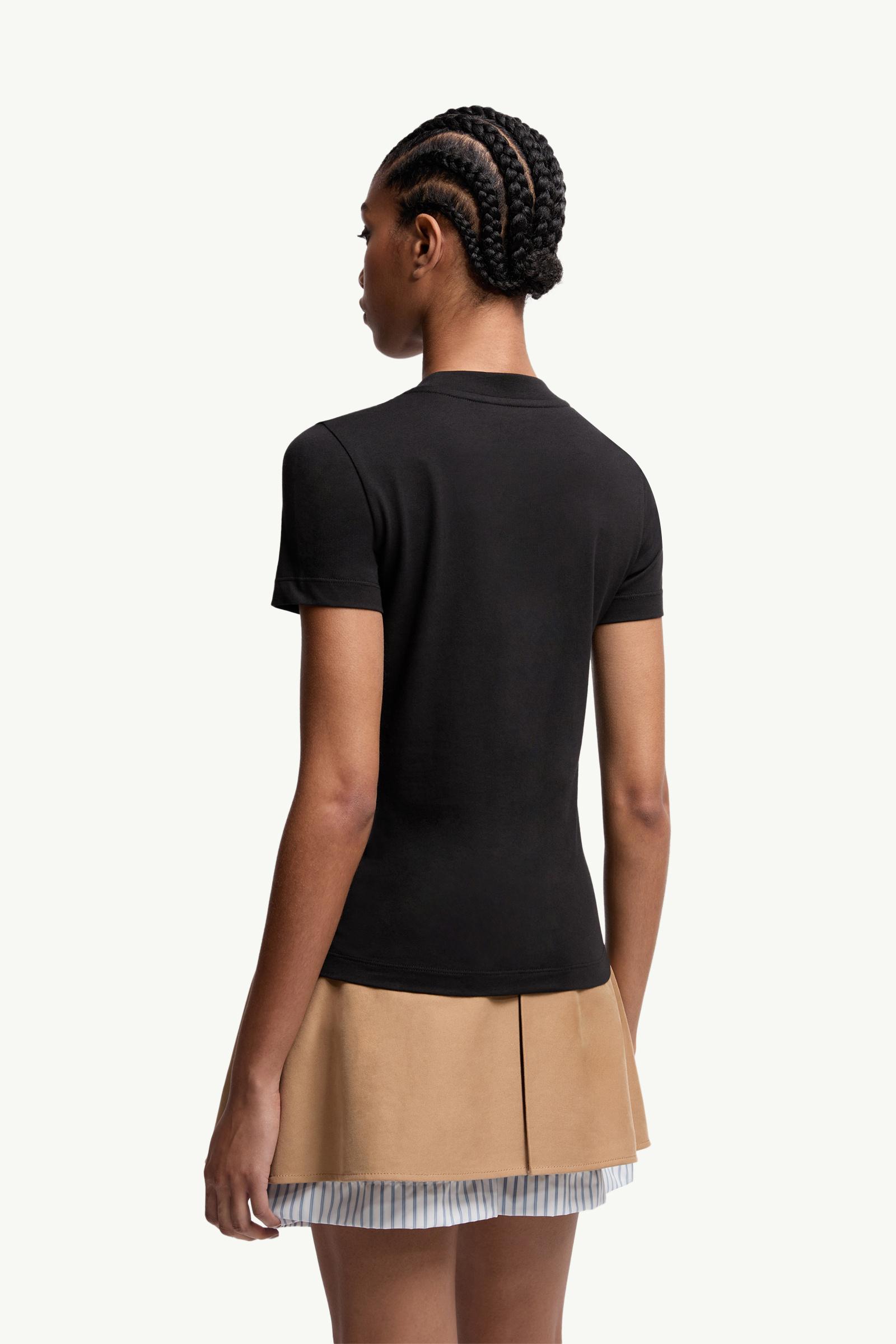 Moncler Crystal Logo Cotton T-Shirt Black Black