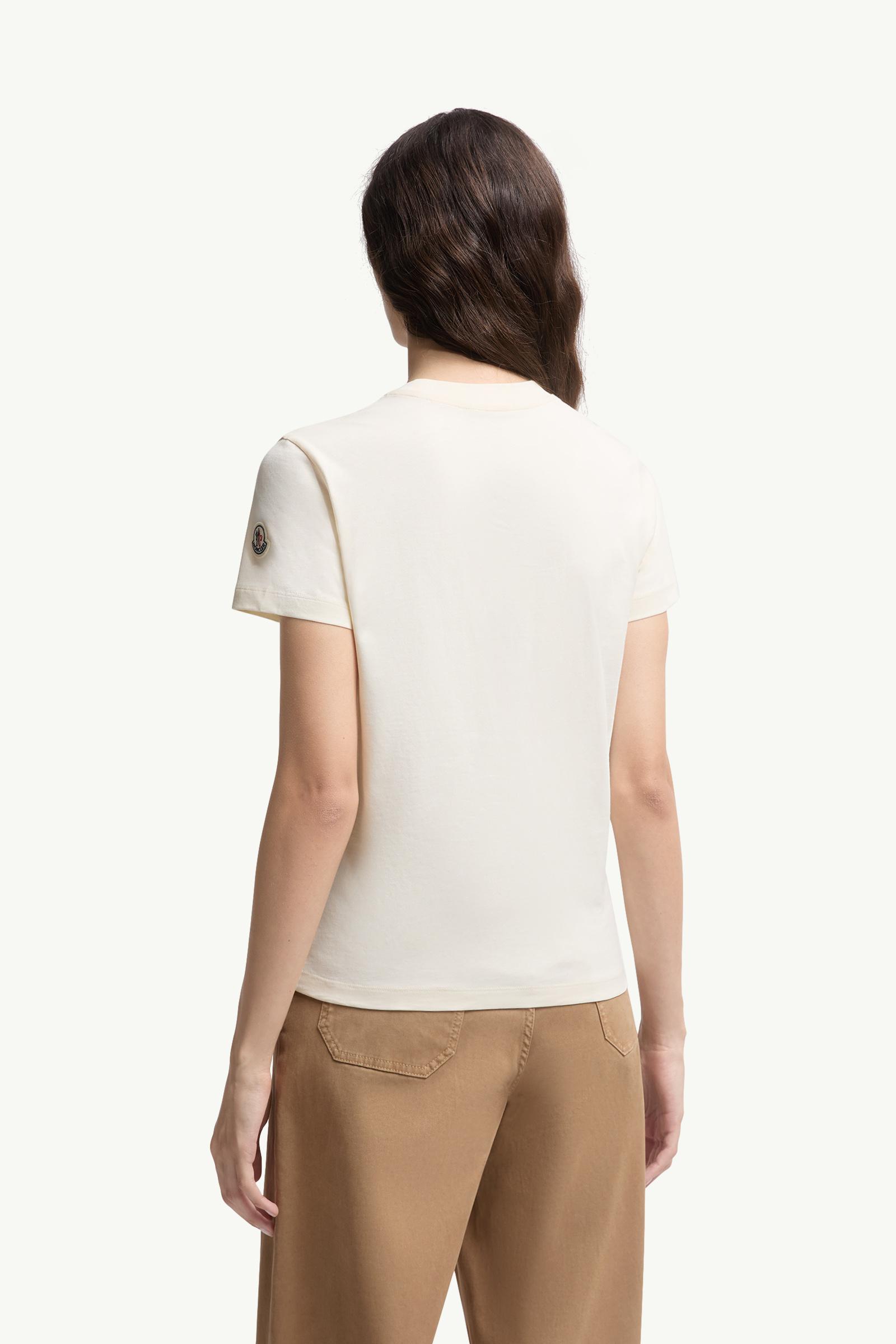 Moncler Beaded Logo Cotton T-Shirt White White