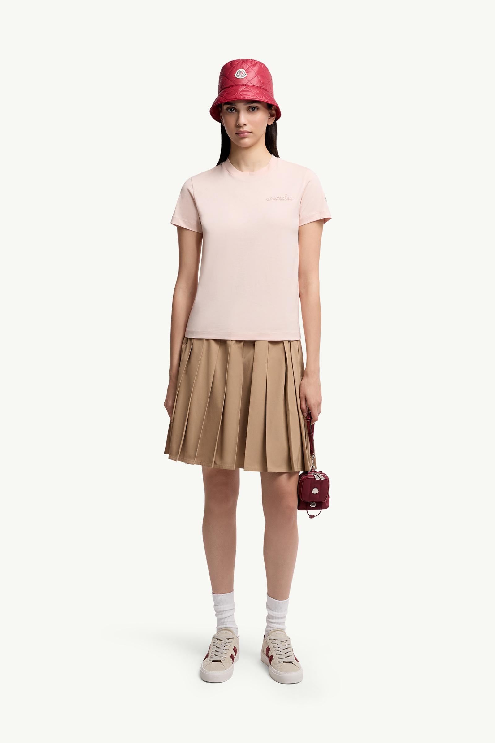 Moncler Beaded Logo Cotton T-Shirt Light Pink Light Pink