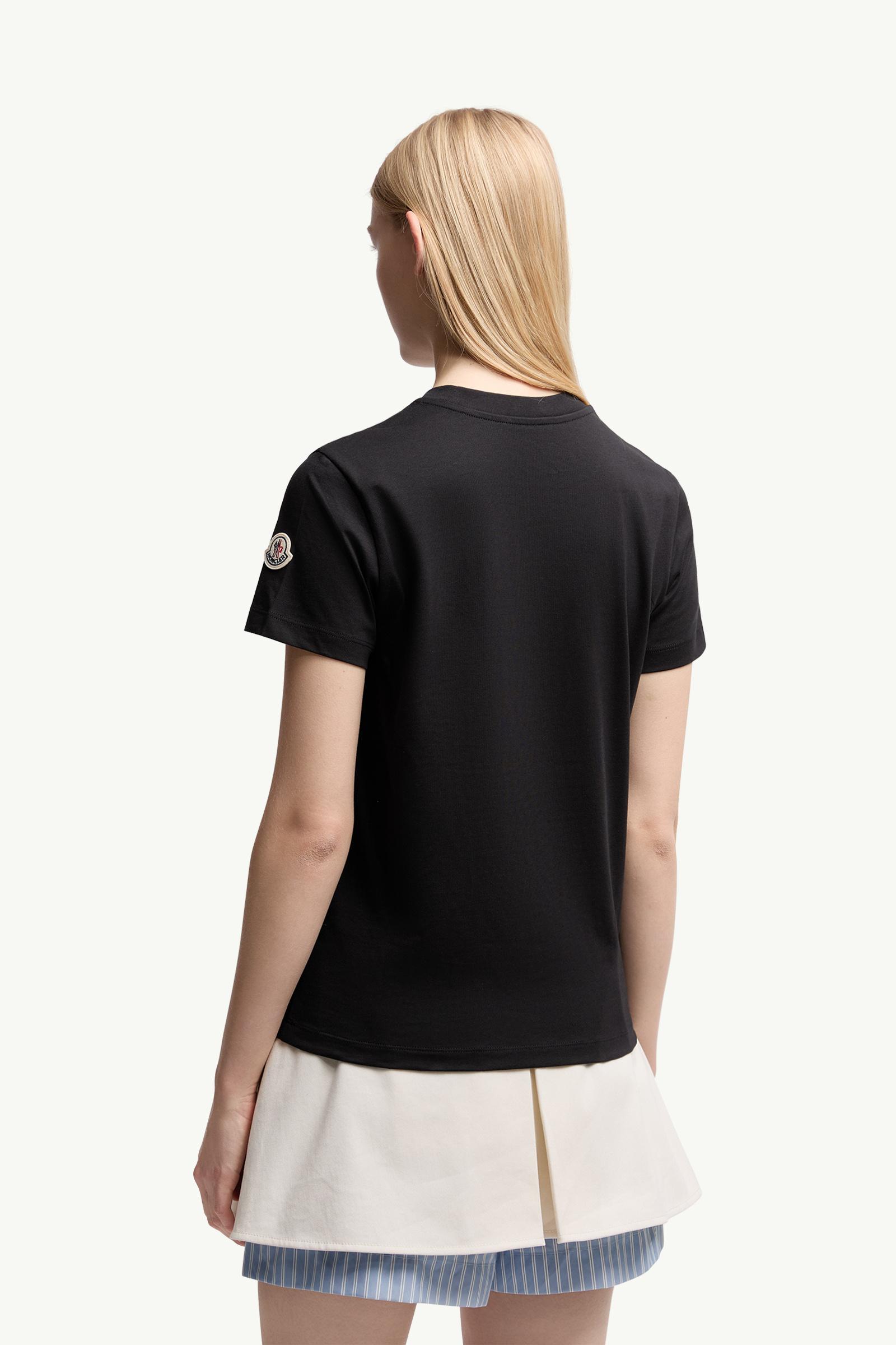 Moncler Beaded Logo Cotton T-Shirt Black Black