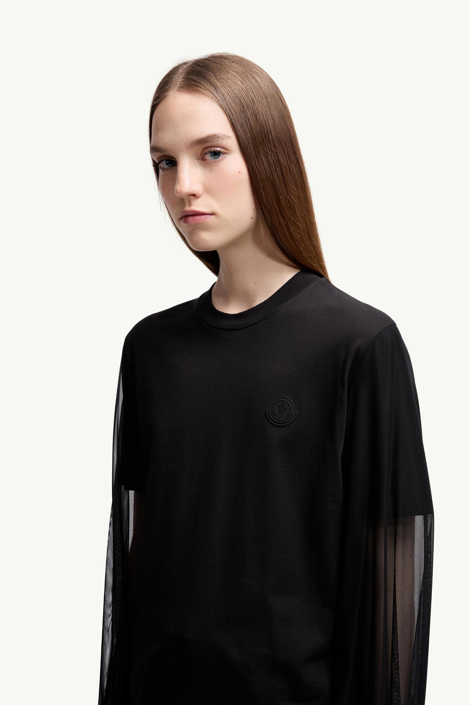 Moncler Tulle Long Sleeve Top Black Black