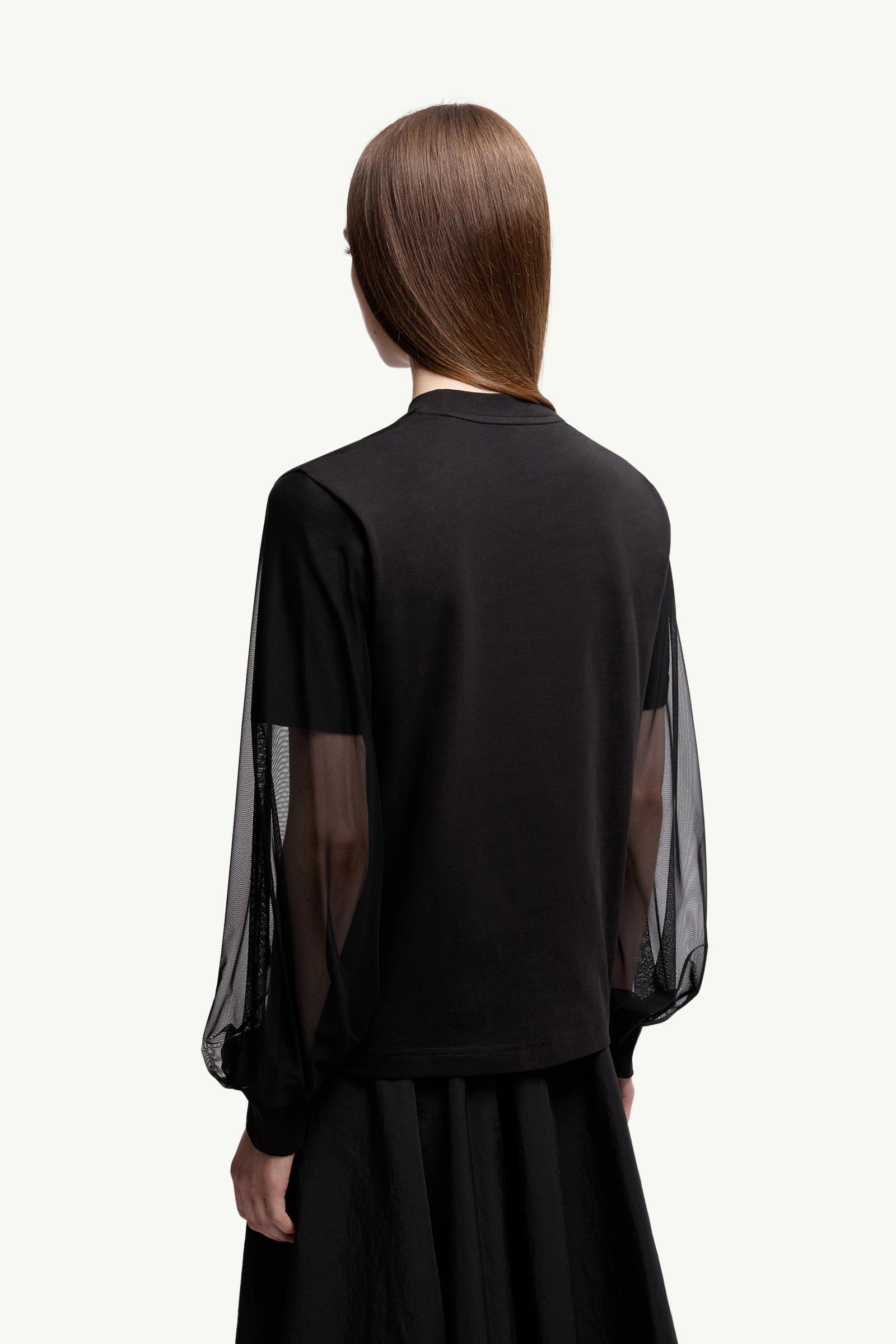 Moncler Tulle Long Sleeve Top Black Black