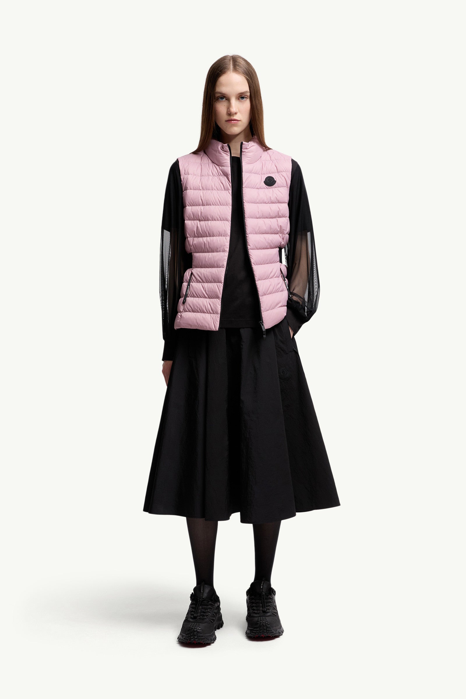 Moncler Tulle Long Sleeve Top Black Black