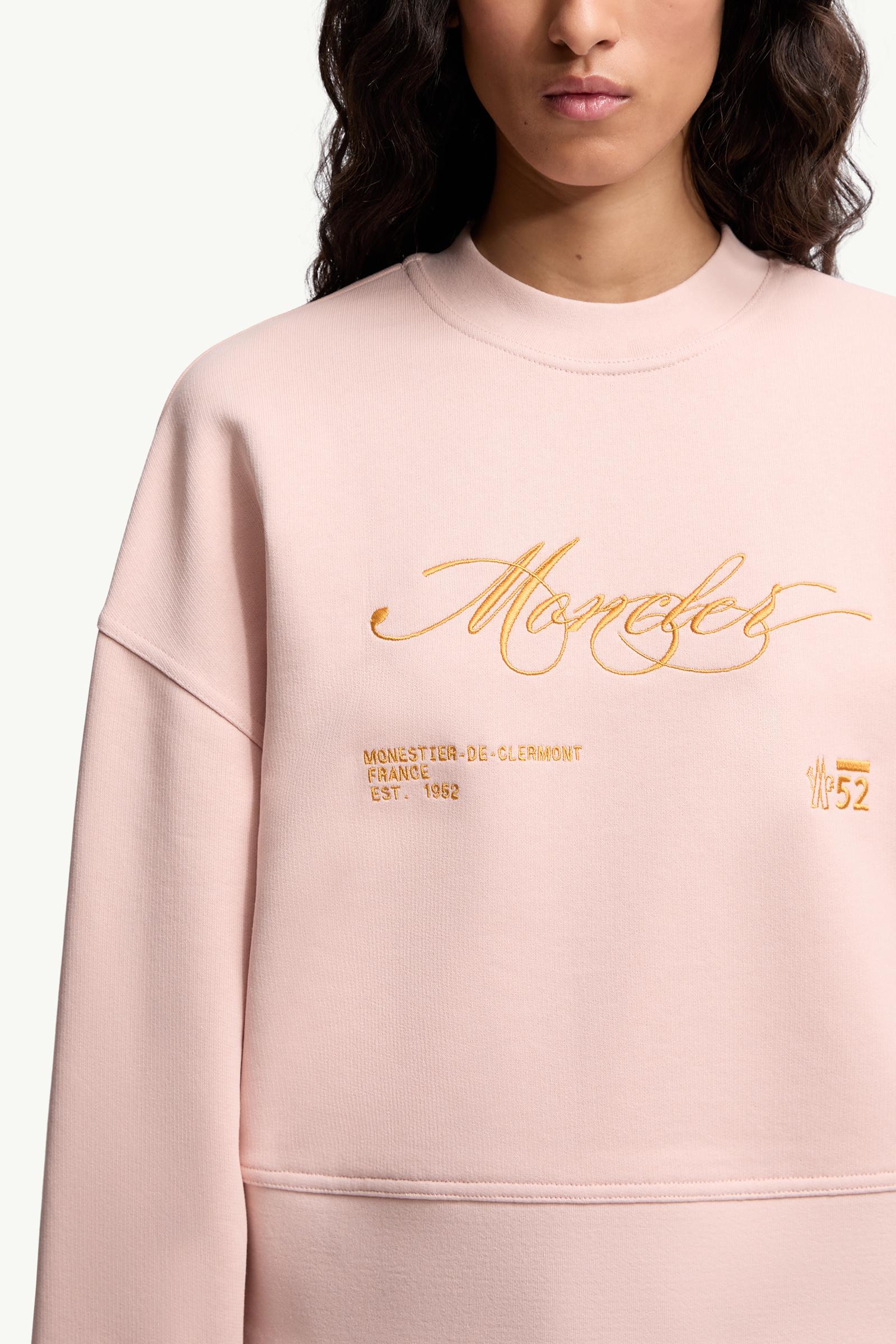 Moncler Embroidered Cotton Sweatshirt Light Pink Light Pink