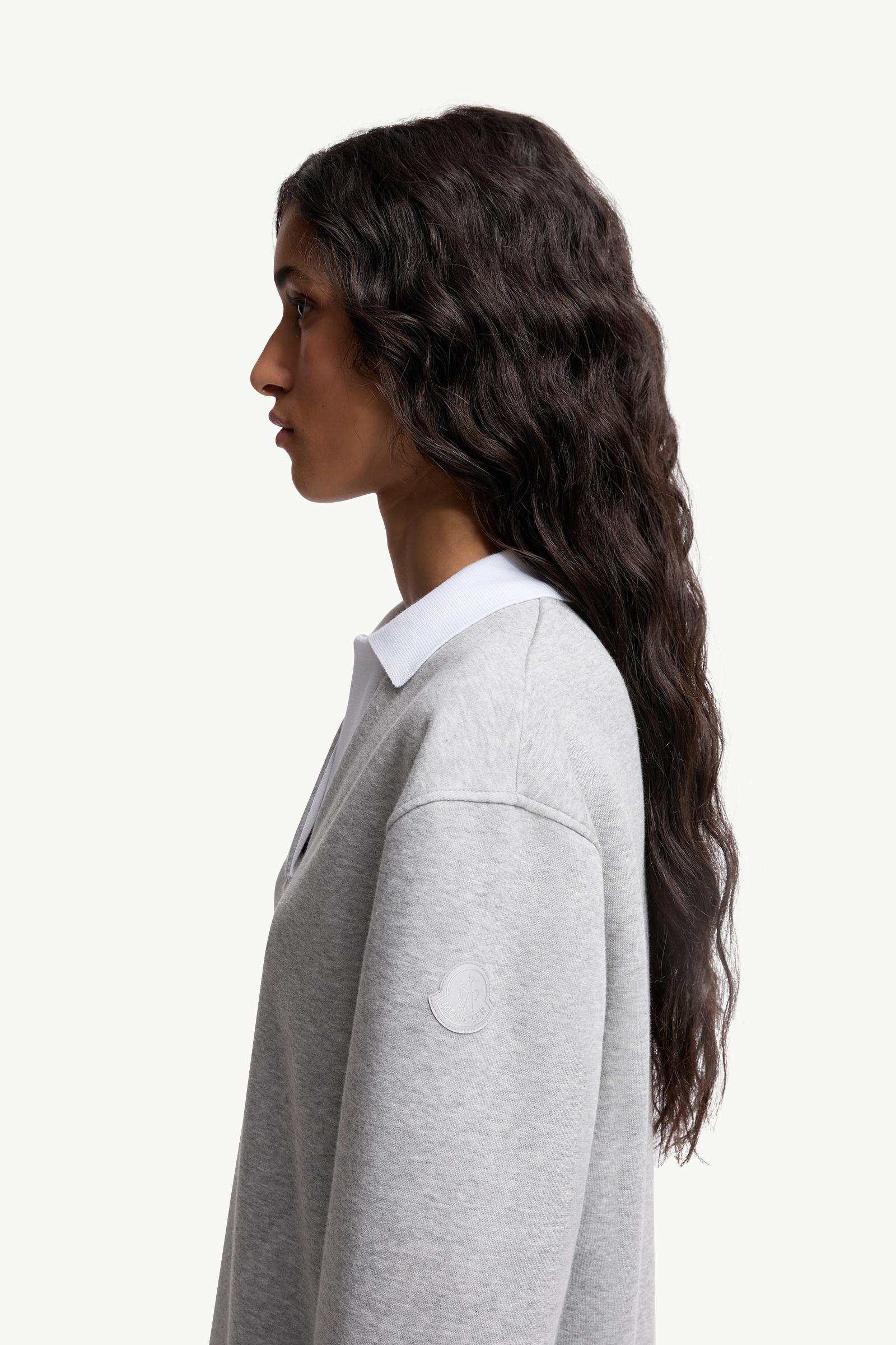 Moncler Pleated Cotton Blend Polo Dress Grey Grey