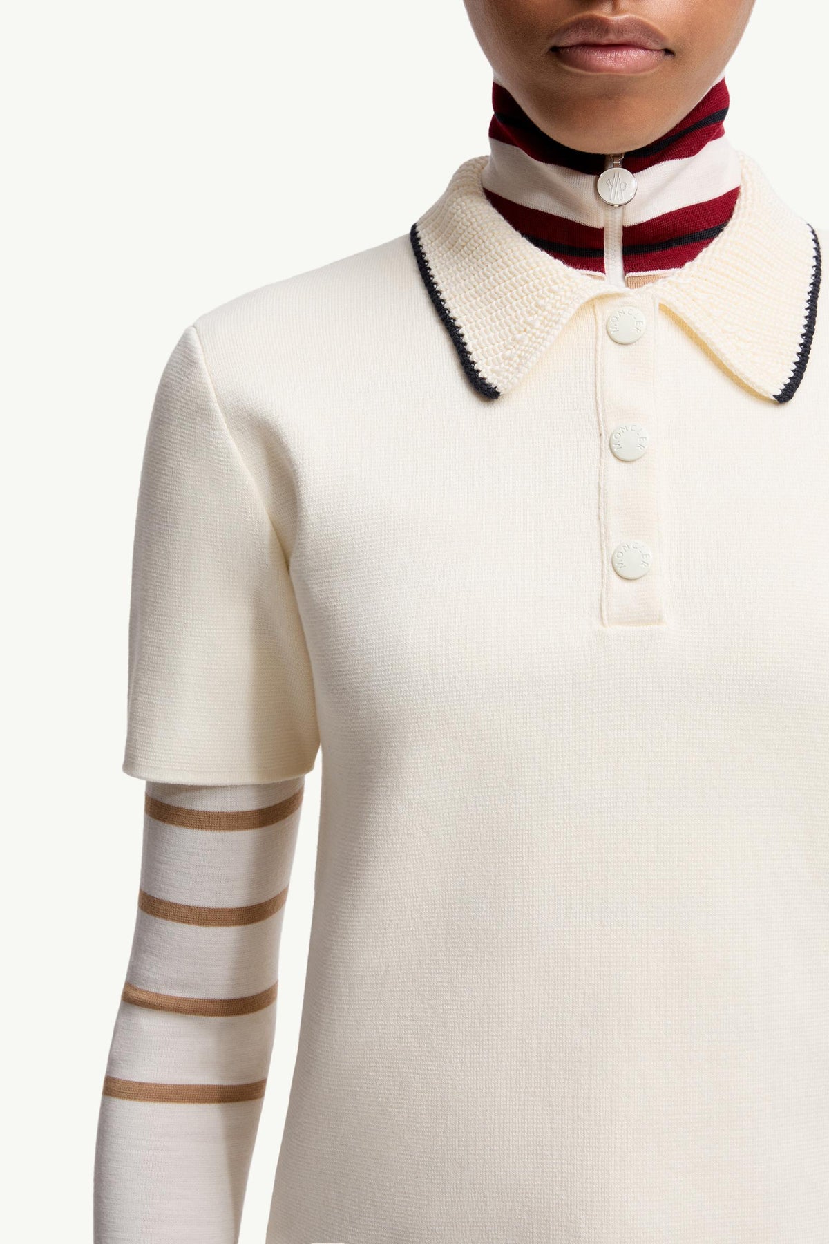 Moncler Knit Cotton Polo Shirt White White