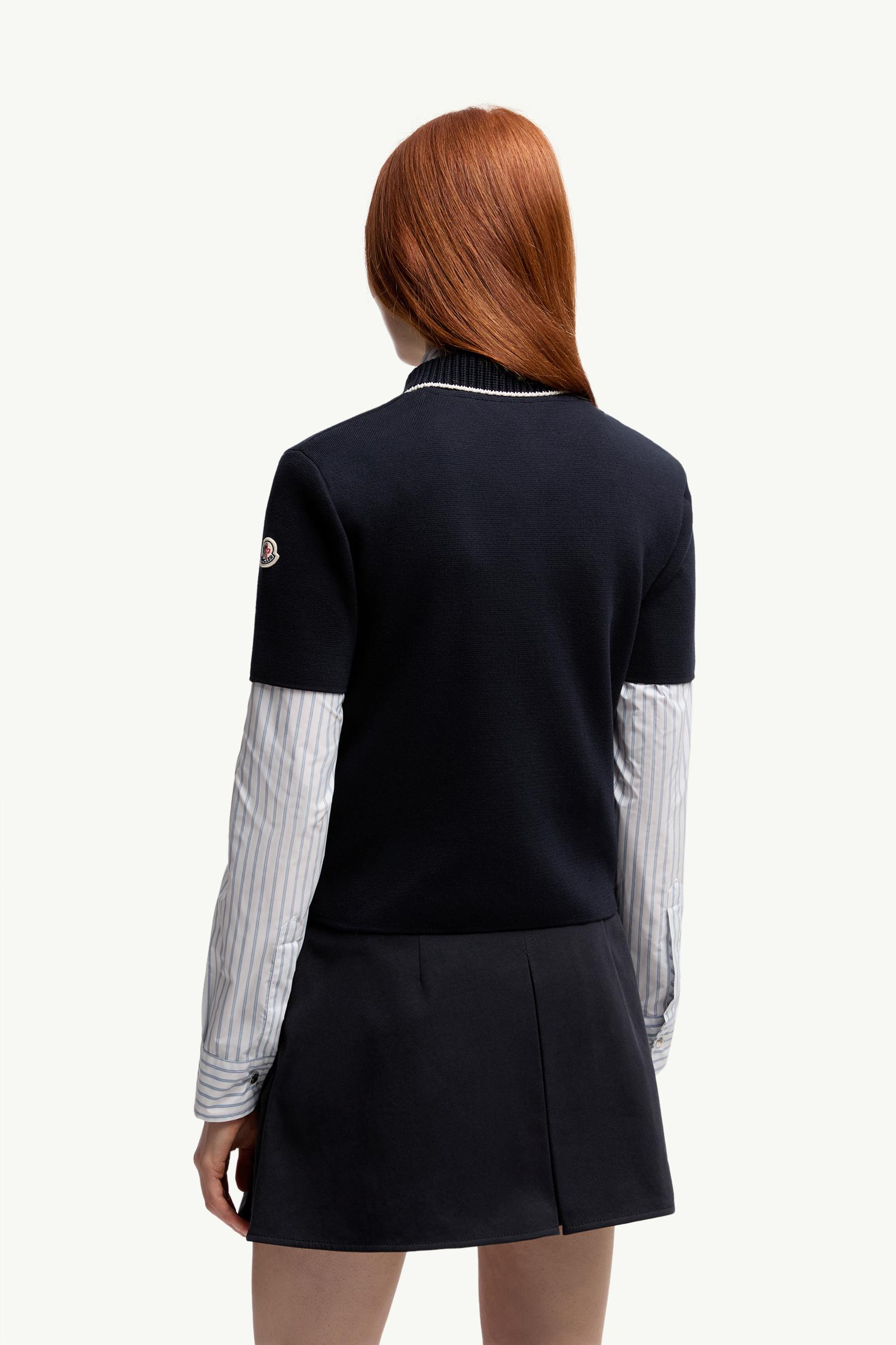 Moncler Knit Cotton Polo Shirt Navy Blue Navy Blue