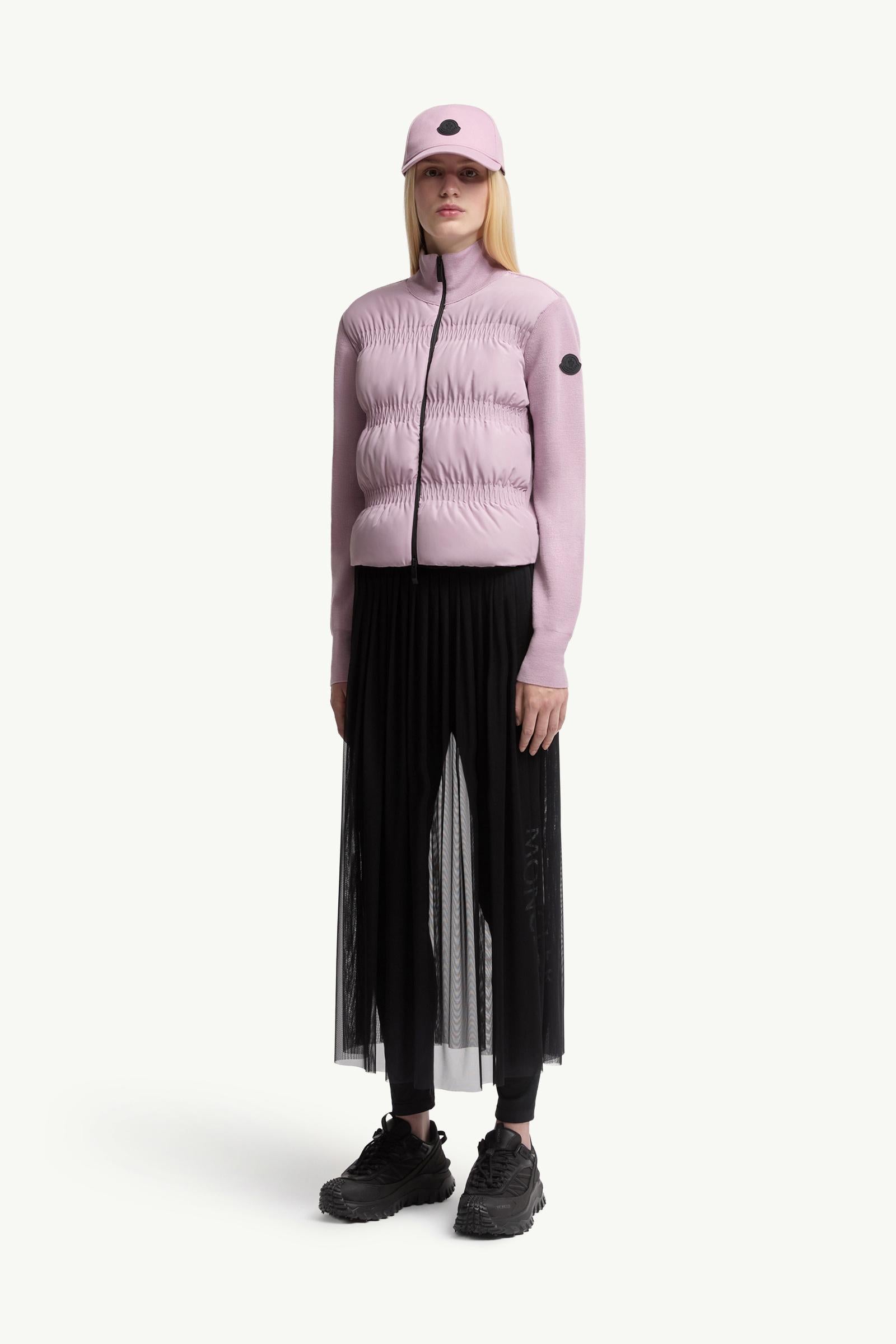 Moncler Padded Wool Zip-Up Cardigan Dusty Pink Dusty Pink