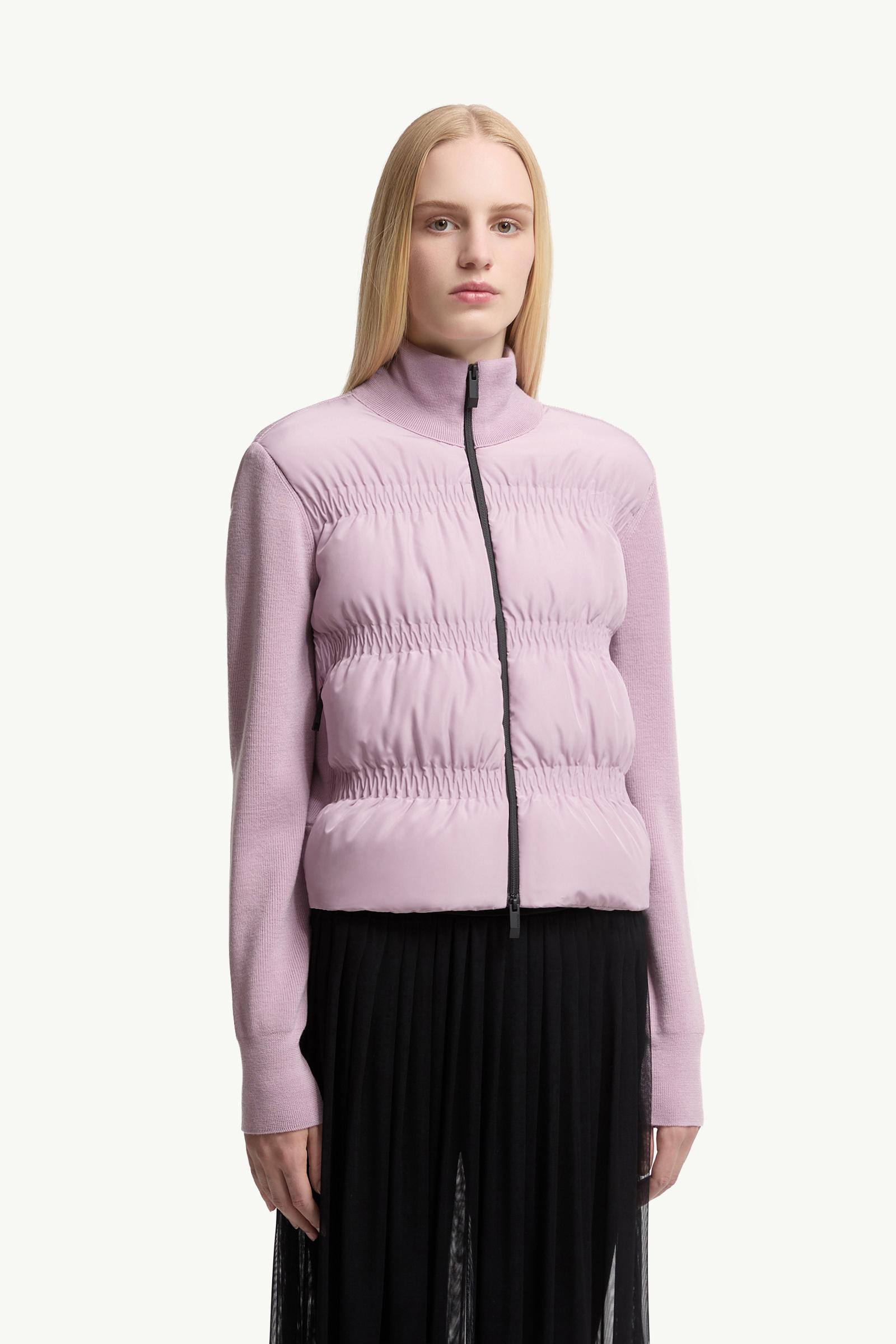 Moncler Padded Wool Zip-Up Cardigan Dusty Pink Dusty Pink