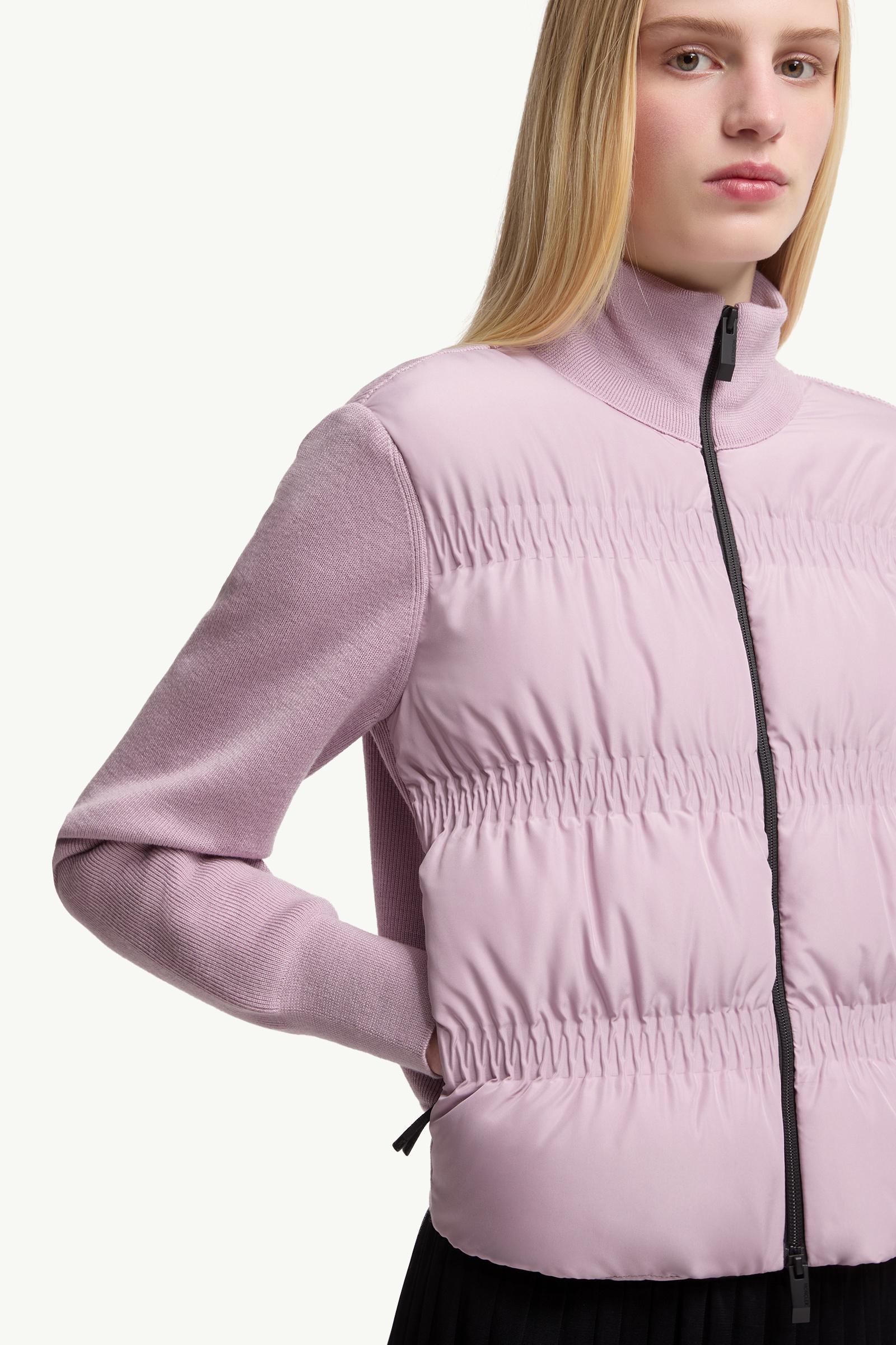 Moncler Padded Wool Zip-Up Cardigan Dusty Pink Dusty Pink