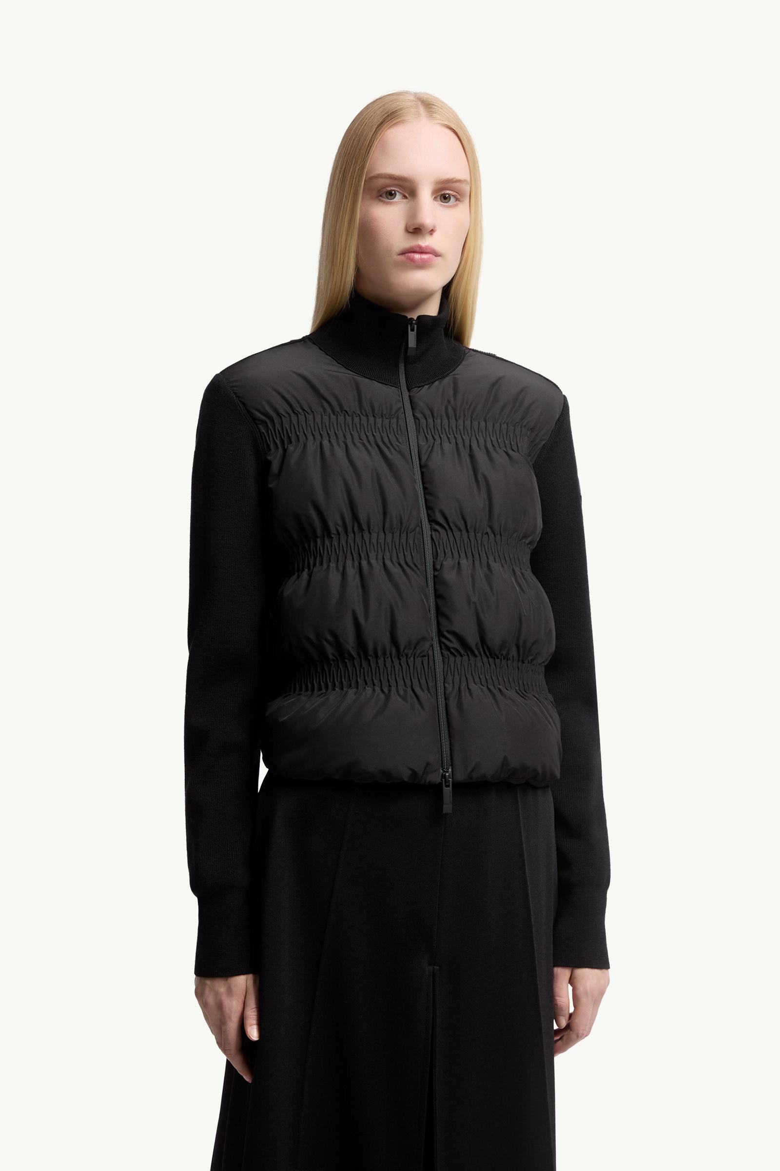 Moncler Padded Wool Zip-Up Cardigan Black Black