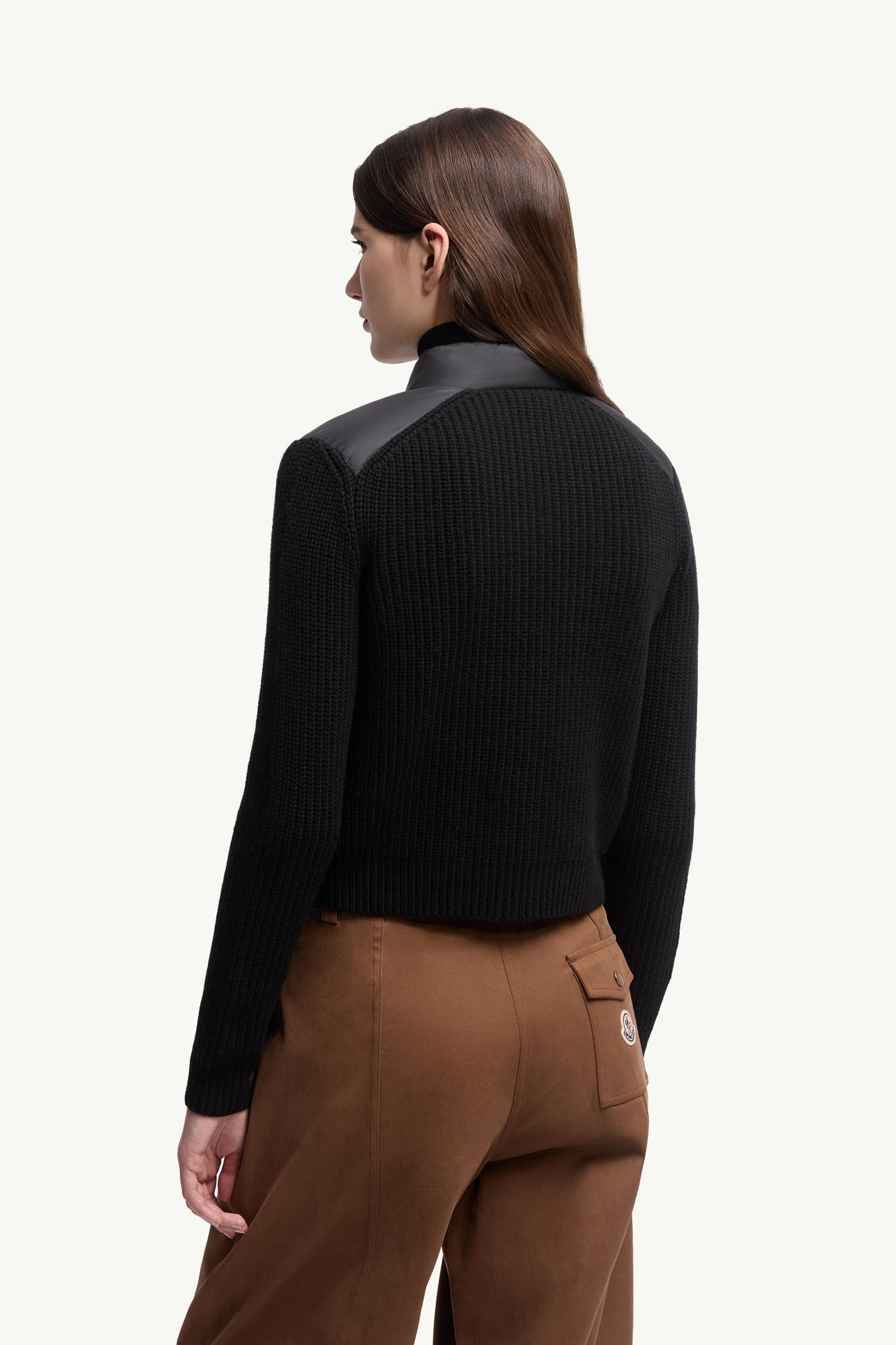 Moncler Padded Wool Zip-Up Cardigan Black Black