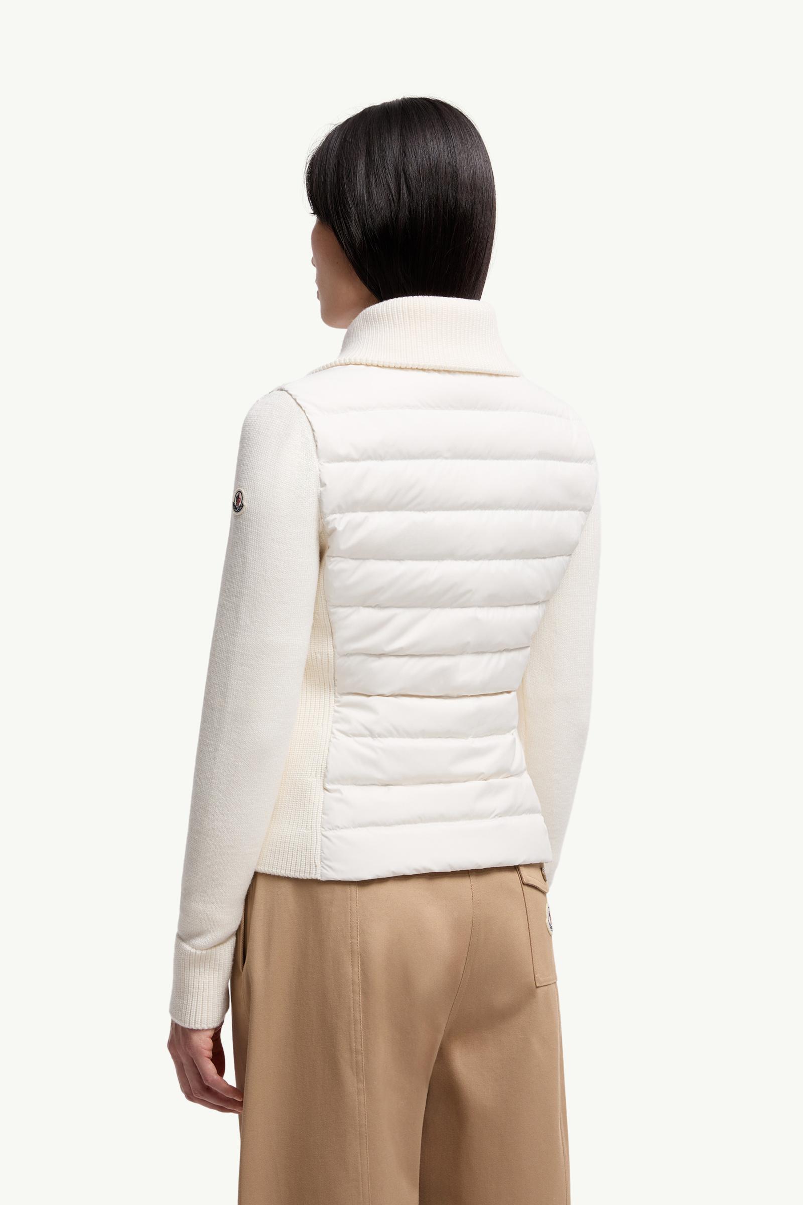 Moncler Padded Wool Zip-Up Cardigan White White