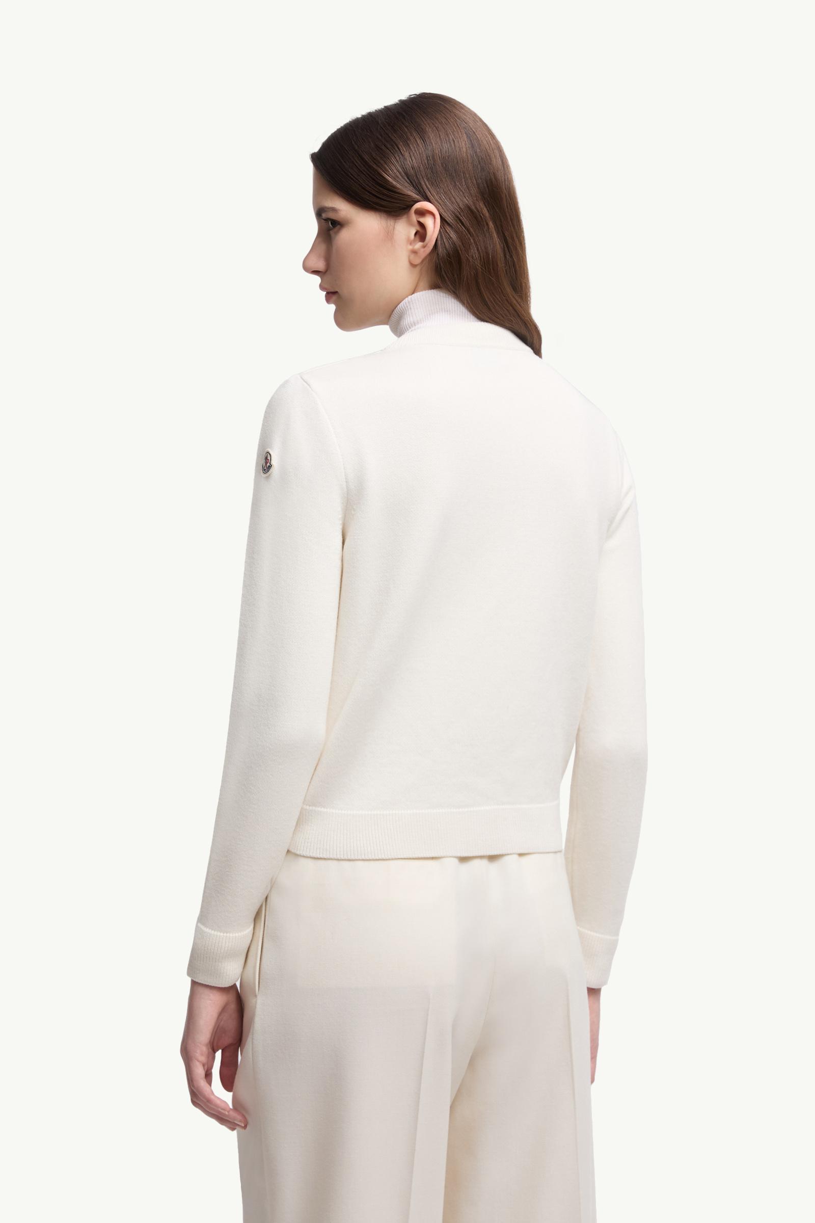 Moncler Padded Wool Zip-Up Cardigan White White