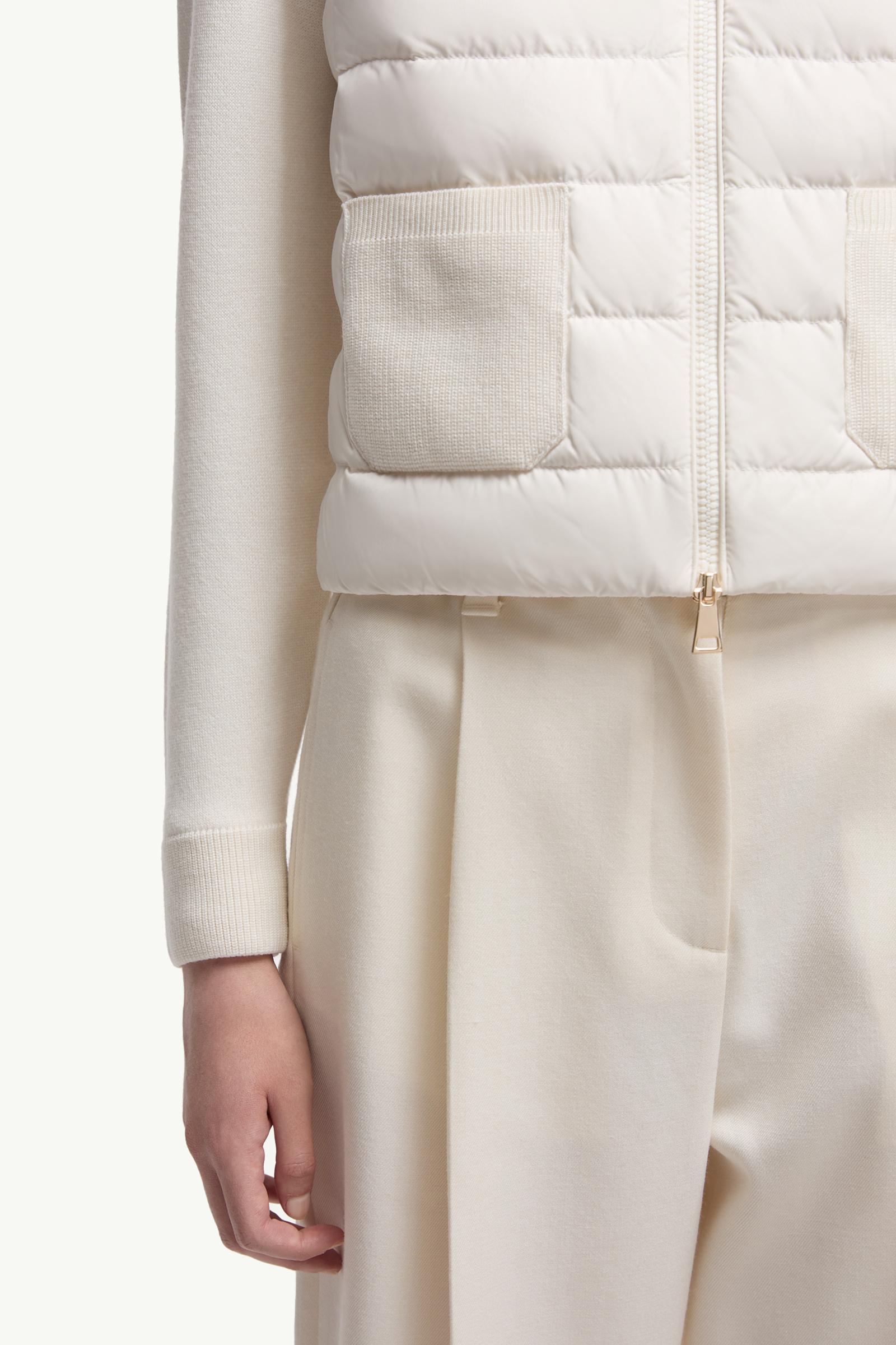 Moncler Padded Wool Zip-Up Cardigan White White