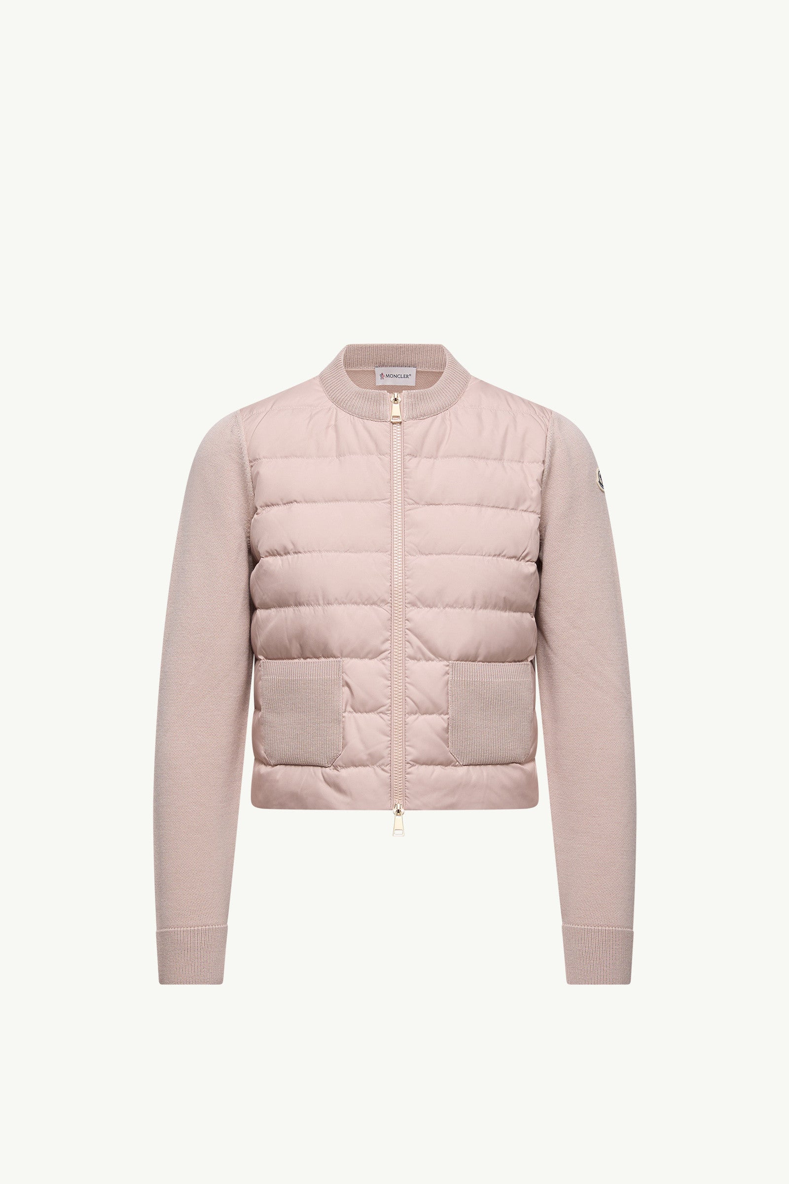 Moncler Padded Wool Zip-Up Cardigan Beige Beige
