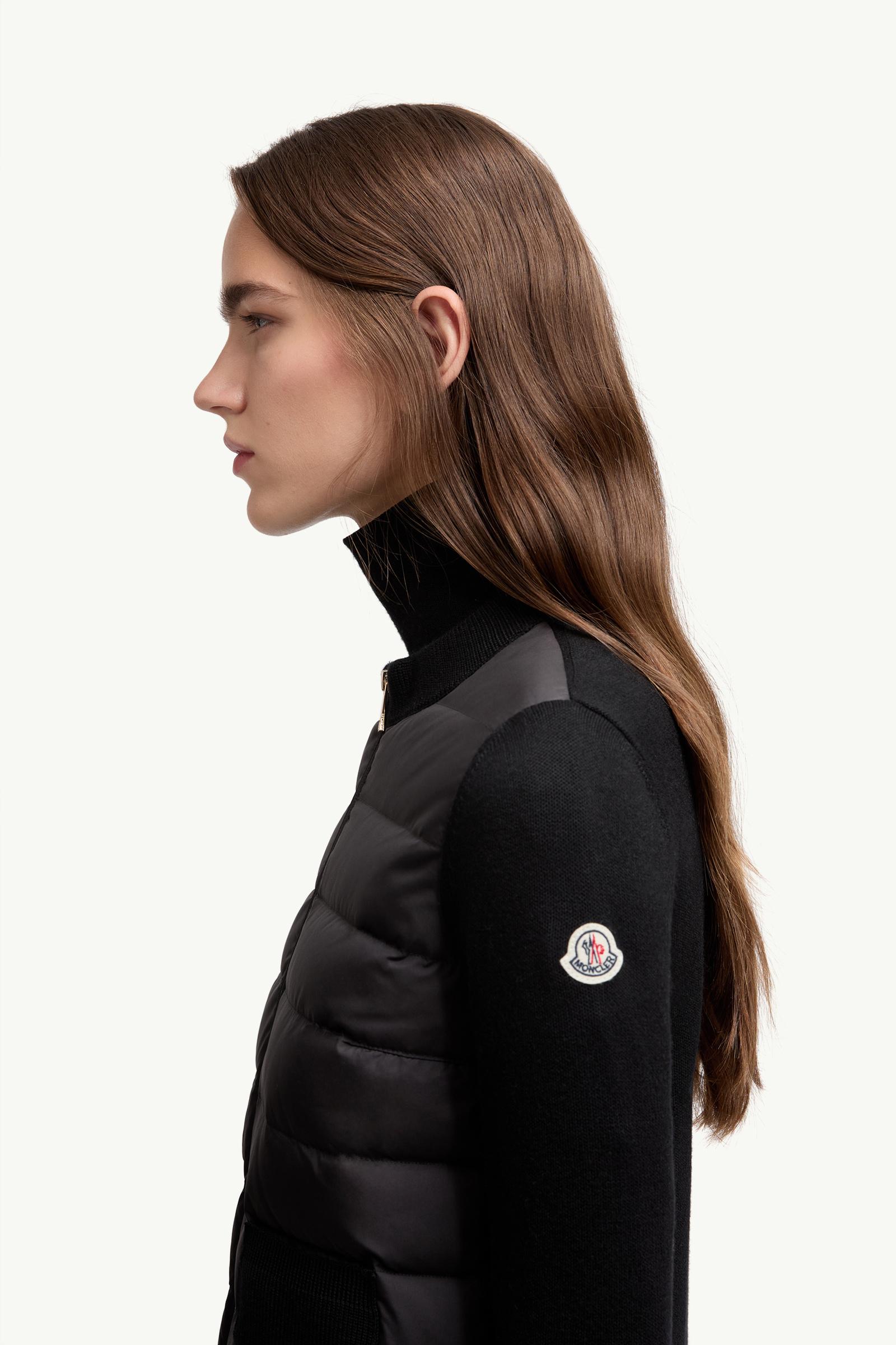 Moncler Padded Wool Zip-Up Cardigan Black Black