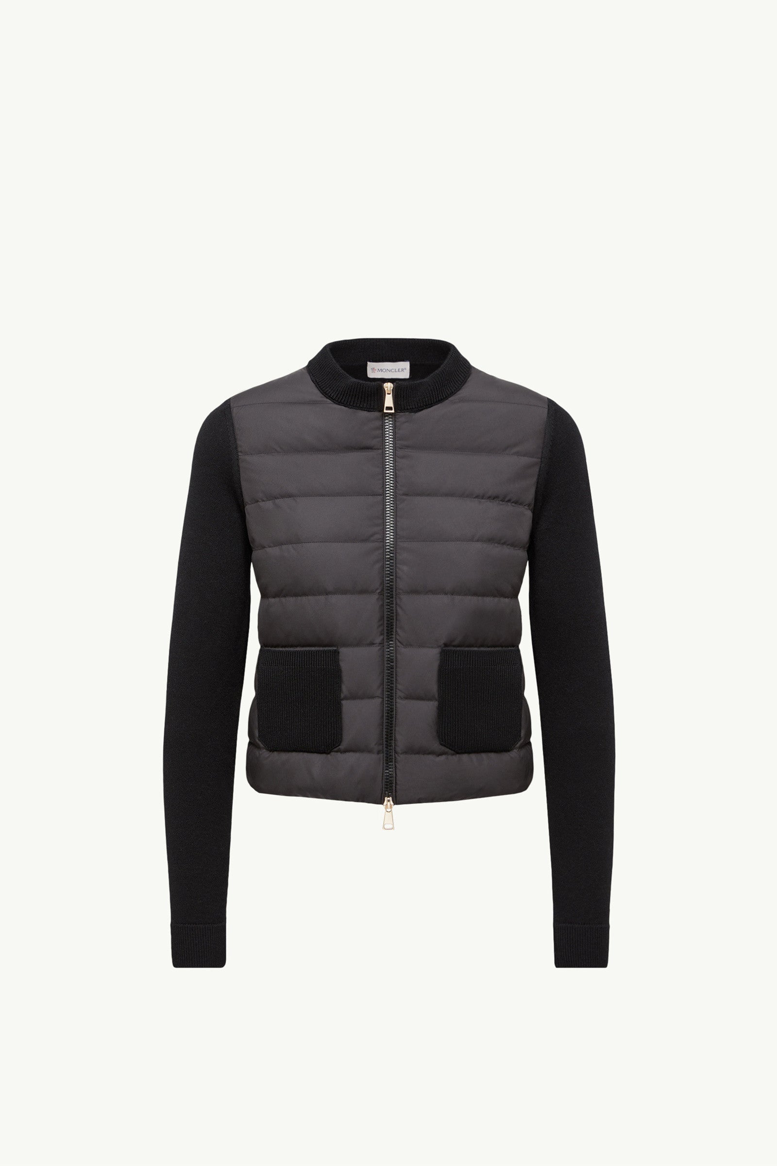 Moncler Padded Wool Zip-Up Cardigan Black Black