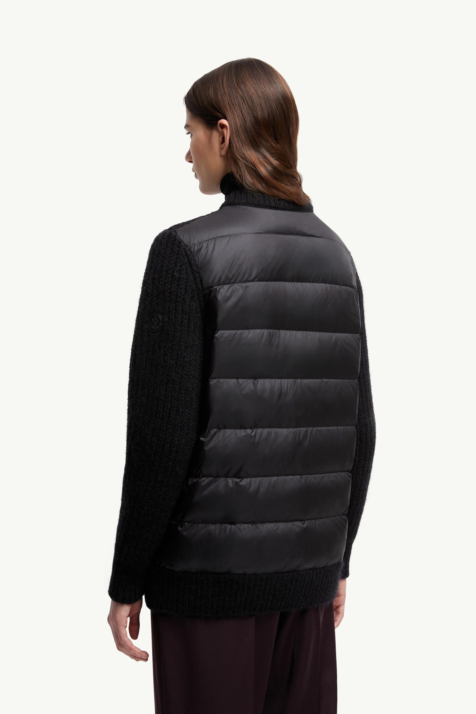 Moncler Leather-Trimmed Wool & Mohair Padded Cardigan Black Black